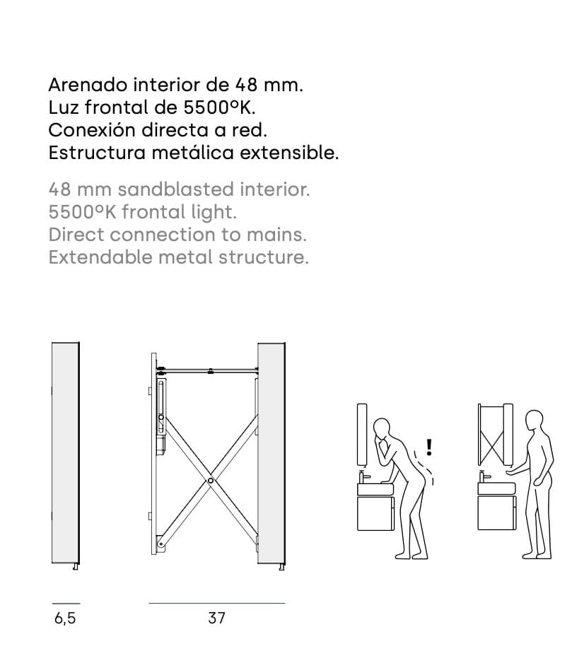 Espejo LED extensible Extend de Manillons Torrent 60x80 cm
