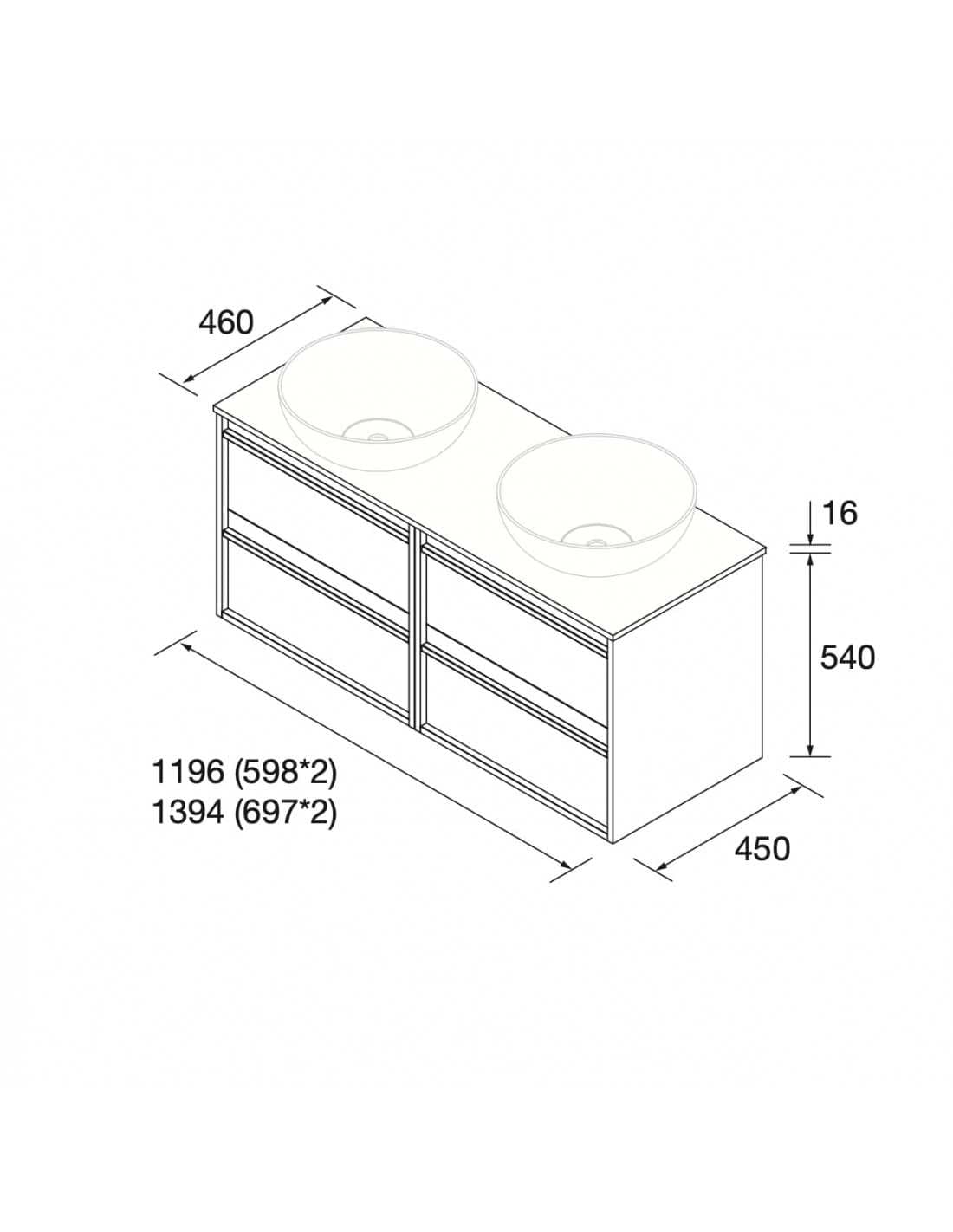 Mueble baño suspendido ATTILA de Salgar 120 TOP