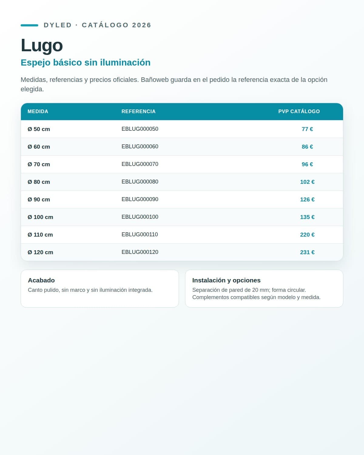 Espejo de baño sin luz Lugo de DYLED