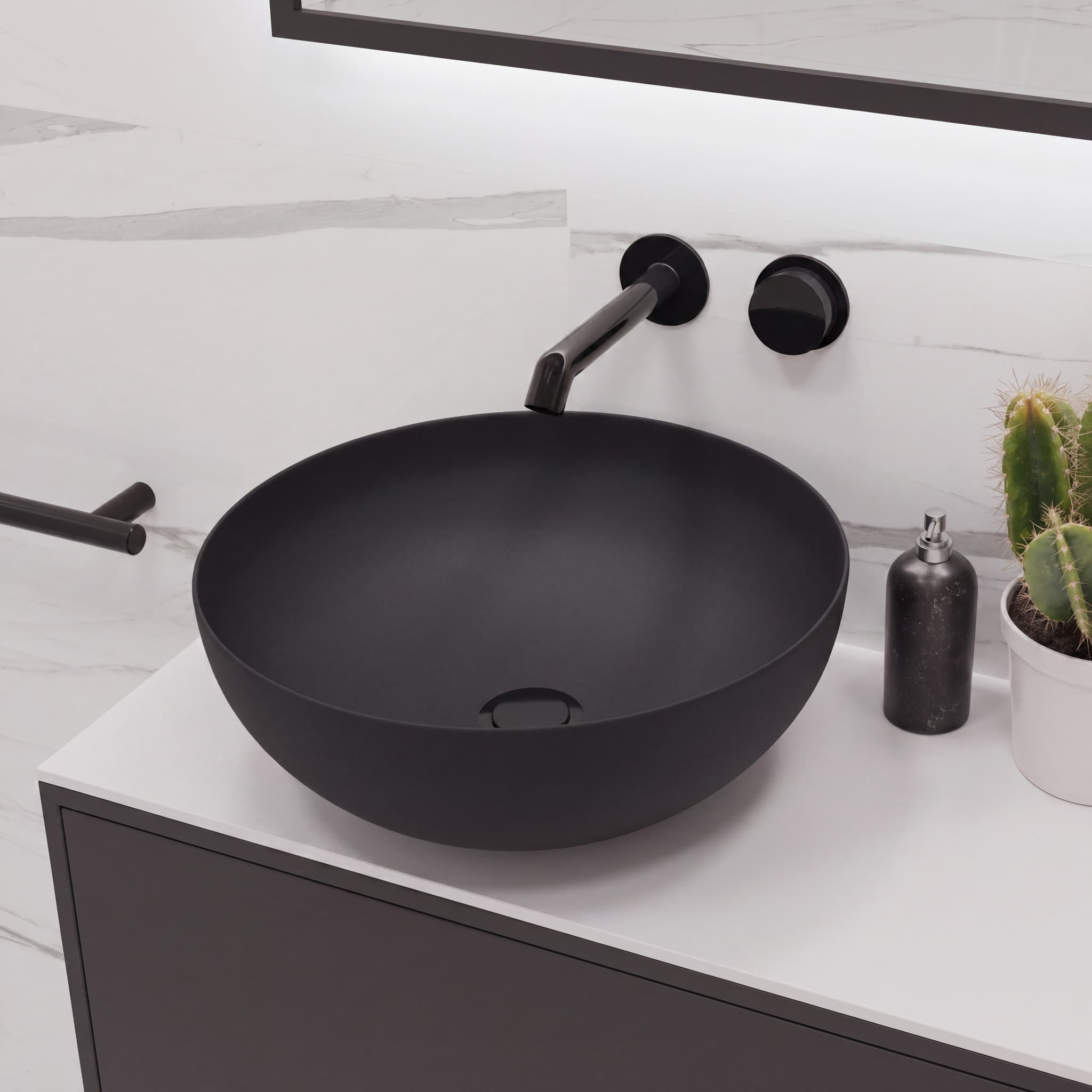 Lavabo sobre encimera 40ø Negro Mate Bol ArtandBath