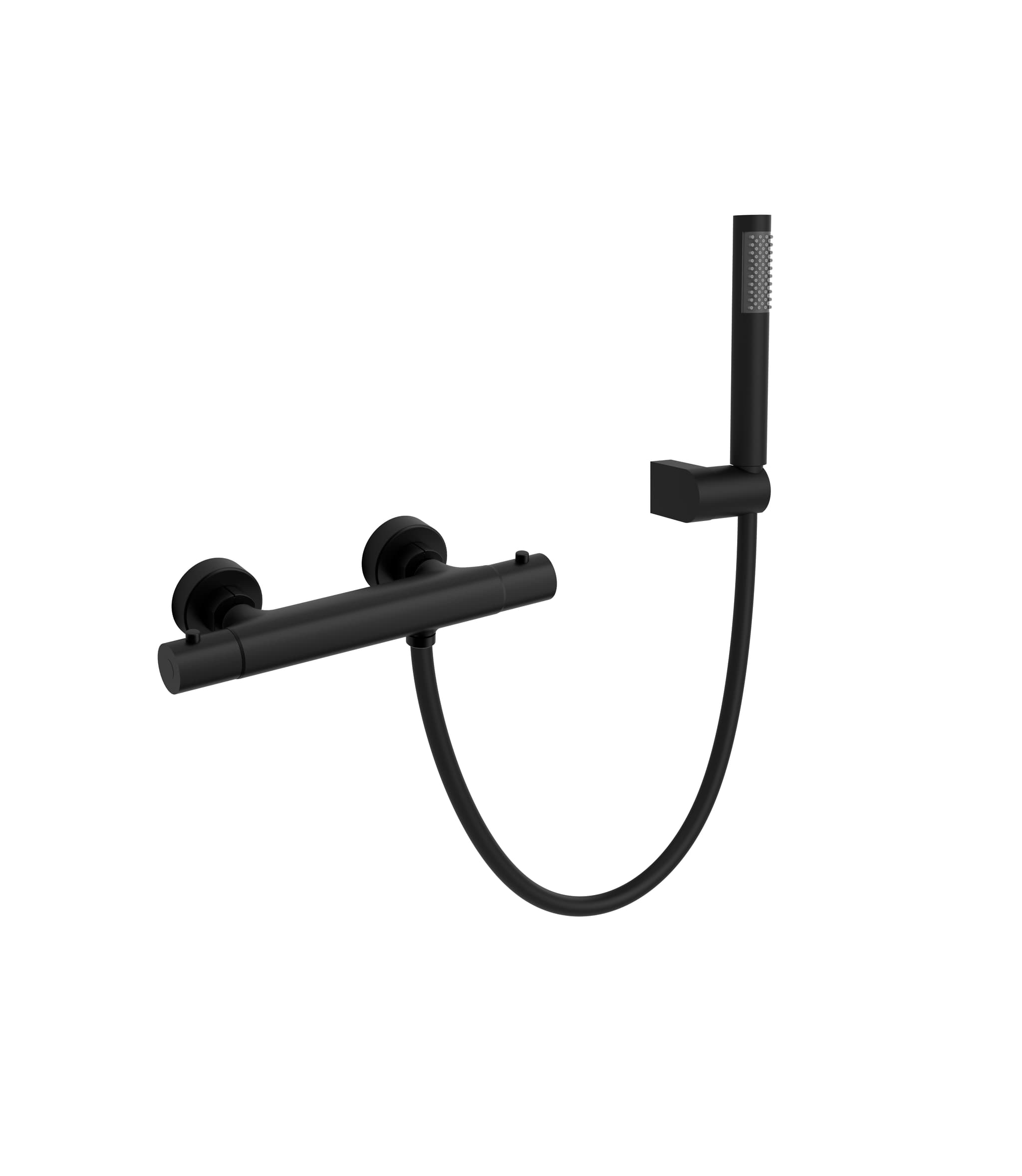 Grifo de ducha termostático Round negro mate con mango 4043NG