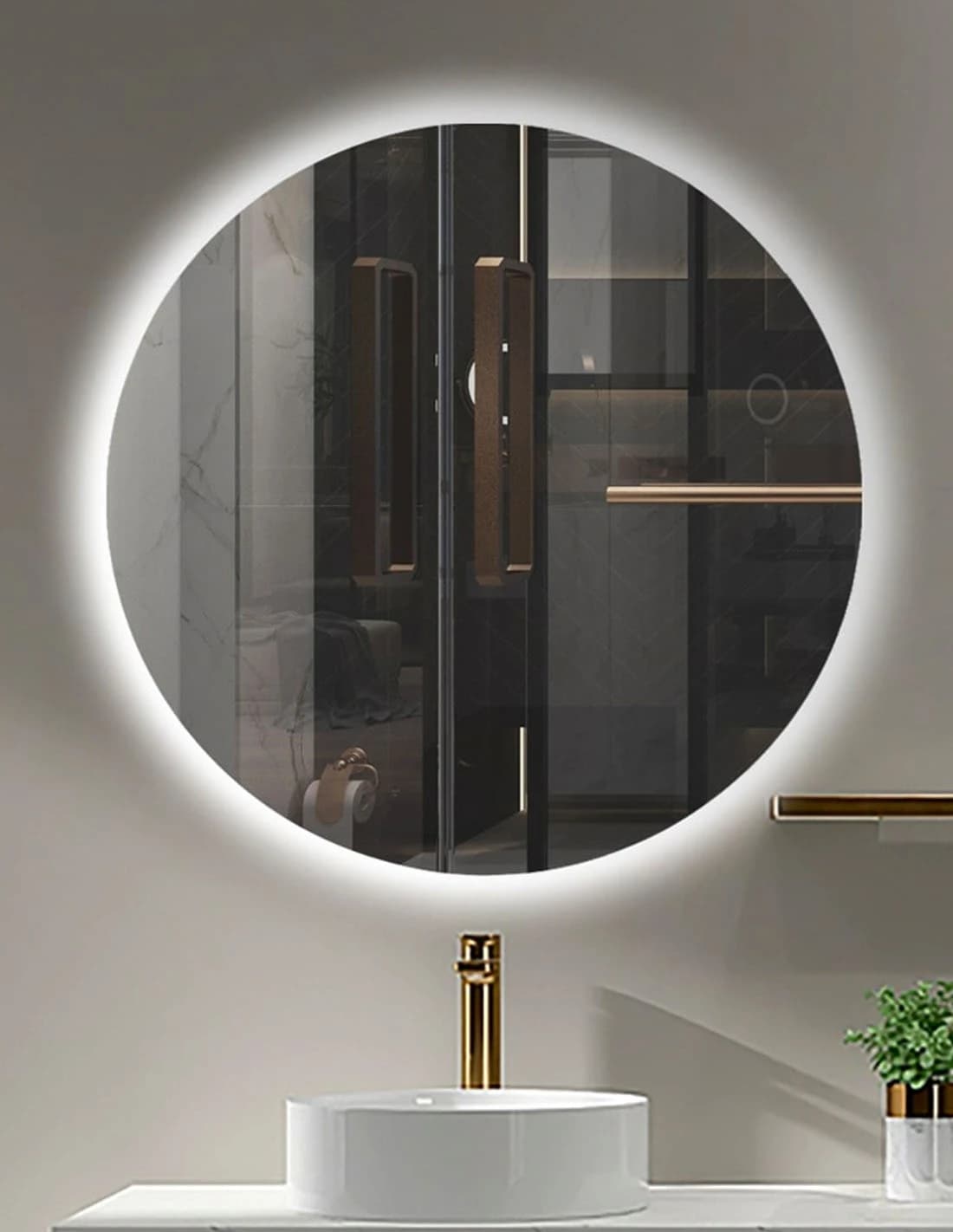 Espejo de baño con luz LED Oporto redondo Luz Fría 6500ºK