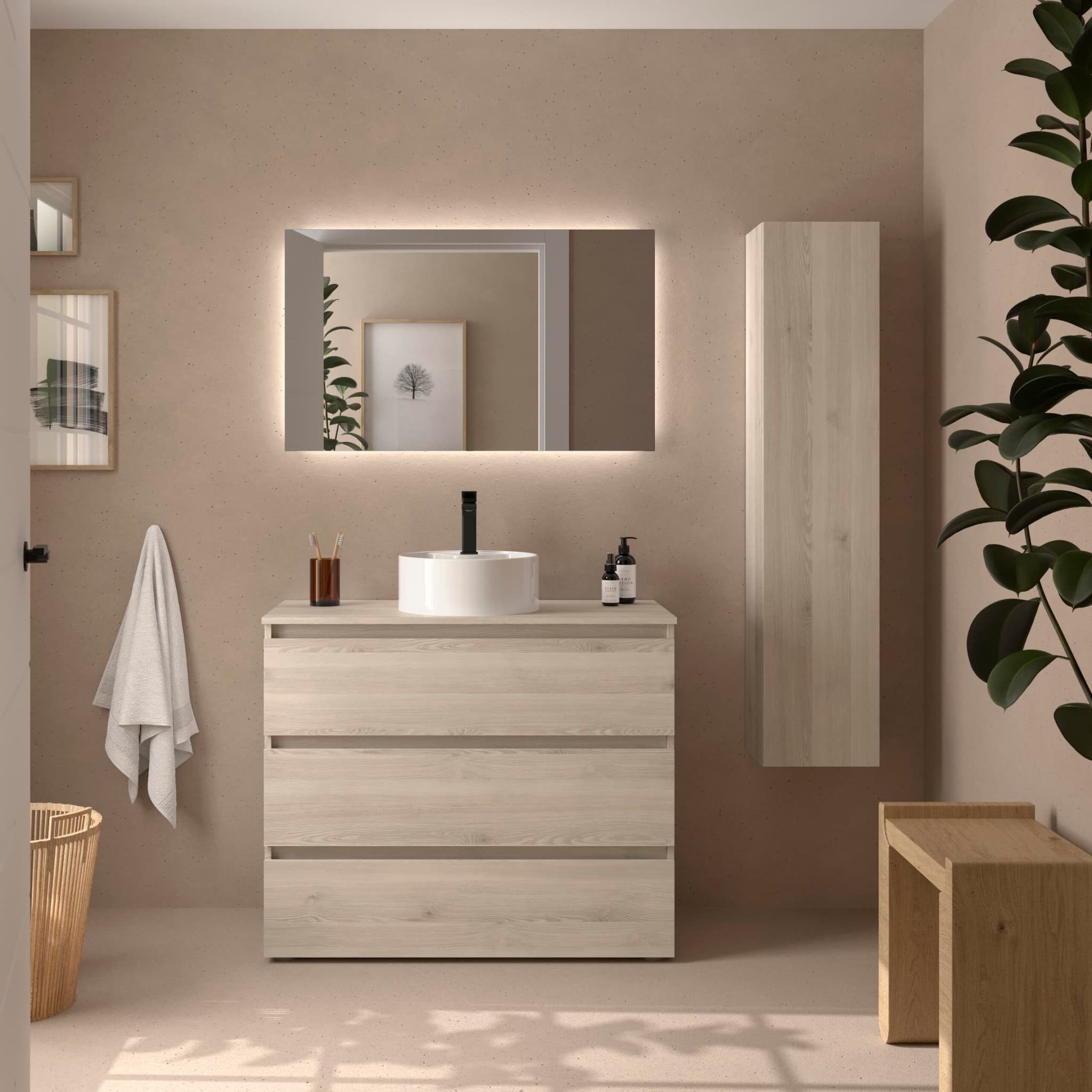 SALGAR BEQUIA 3C o 6C Mueble de baño con patas 60-80-100-120 Lavabo Lisboa