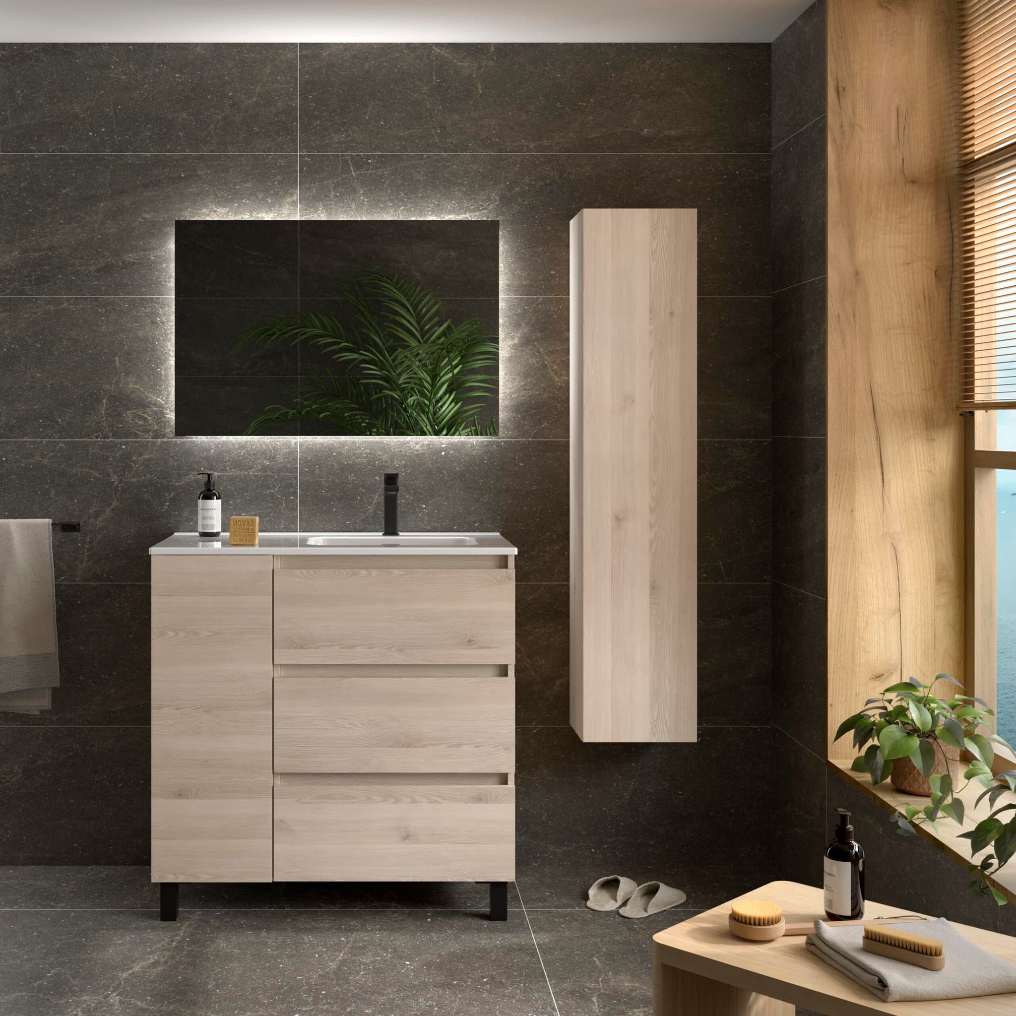 SALGAR BEQUIA PLUS Mueble de baño 3C de 110 + puerta Lavabo Constanza