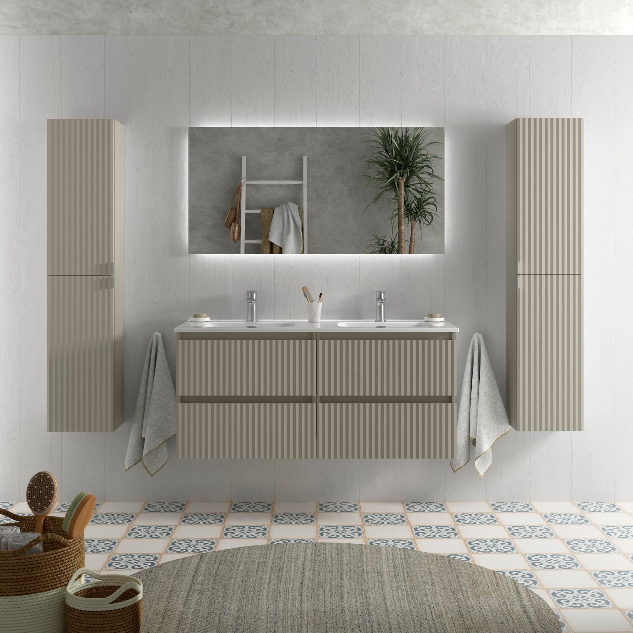 SALGAR KIRA Mueble de baño suspendido 120 Lavabo Constanza 2 pozas