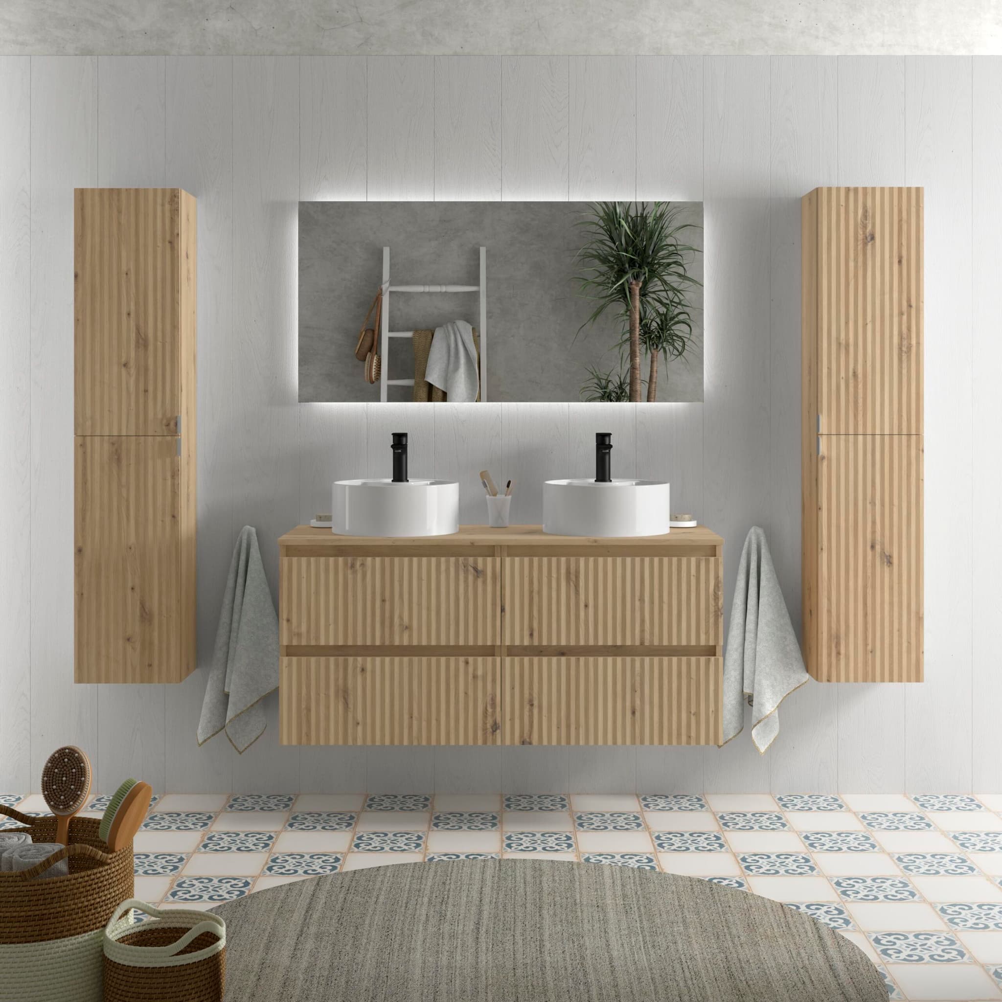 SALGAR KIRA Mueble de baño suspendido 120 Lavabo Lisboa 2 pozas