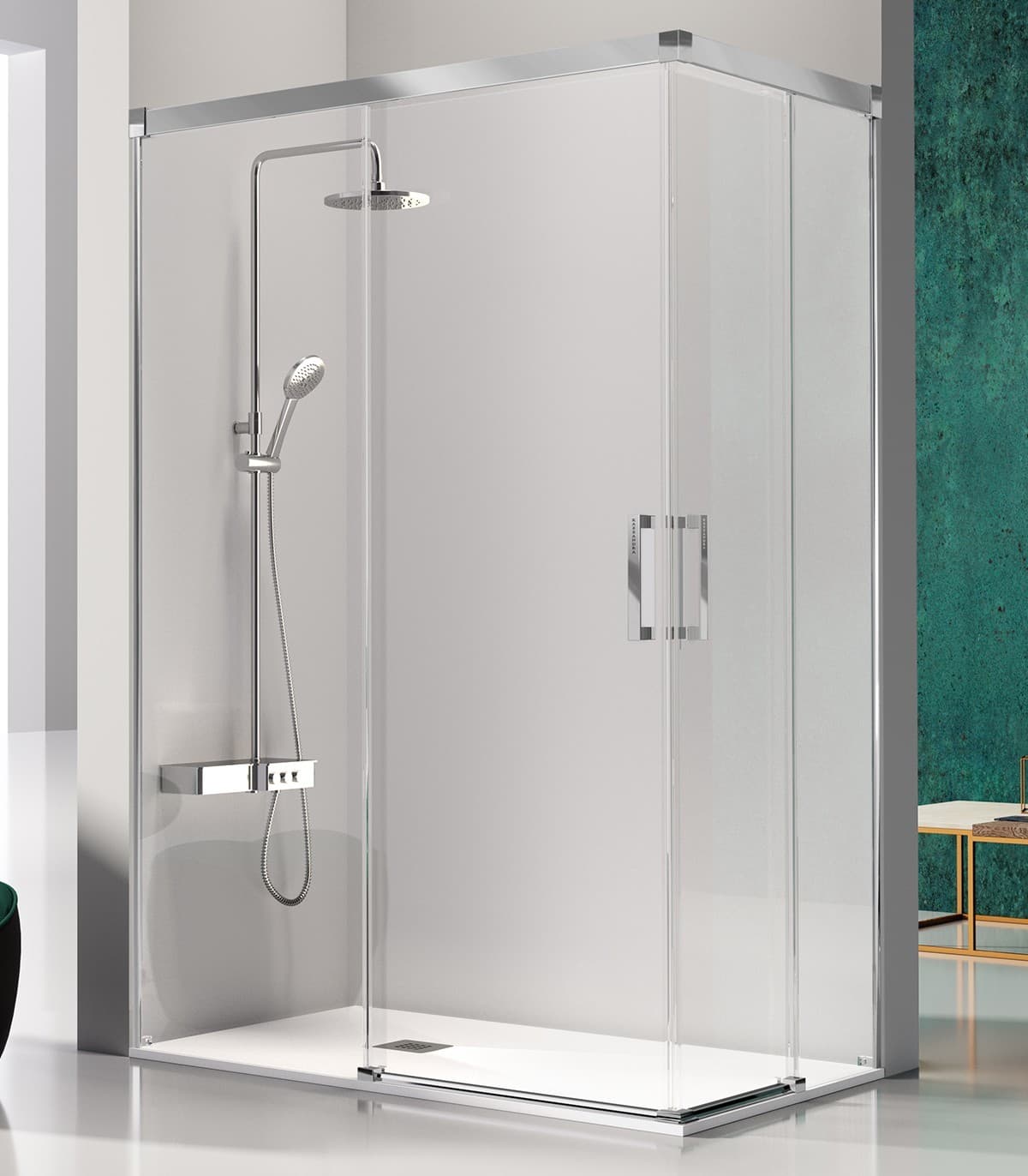 Mampara Angular KASSANDRA GLASÉ GS607 Plata Brillo