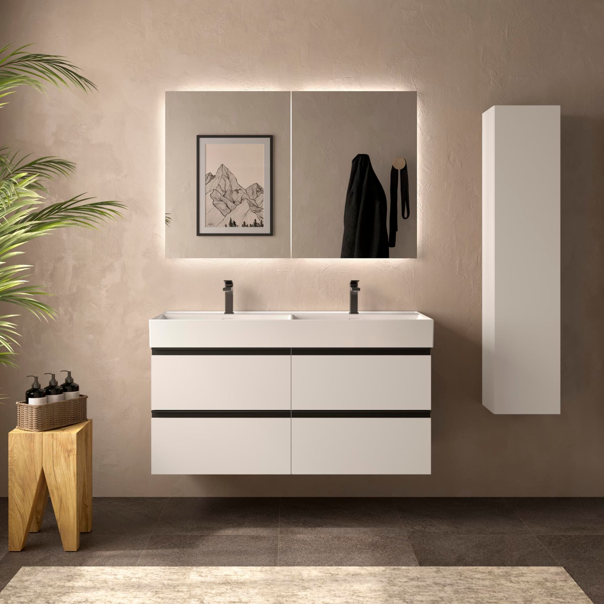 SALGAR BEQUIA METAL Mueble de baño suspendido 120 Lavabo Veneto