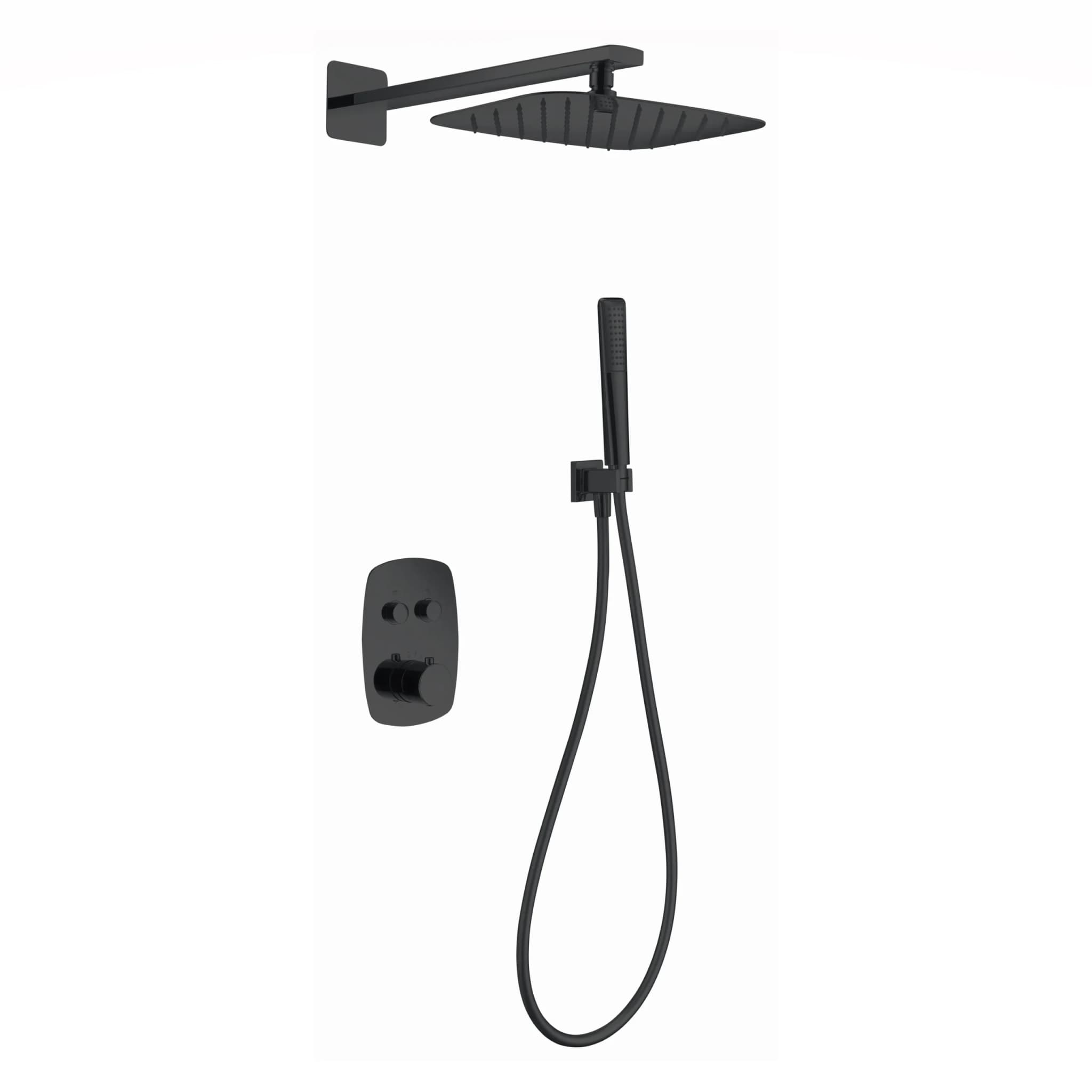 Empotrado  de ducha termostatico HIDRA negro mate / GPH035/NG Roc. 20×30
