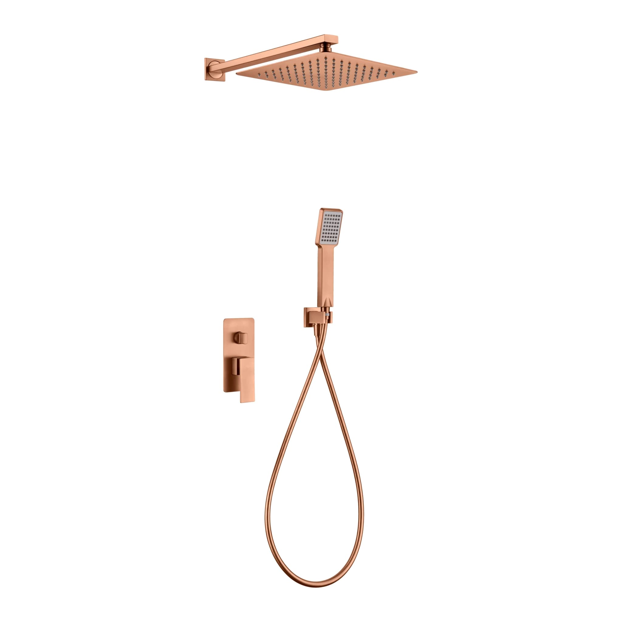 Conjunto de ducha empotrado monomando Pisa oro rosa cepillado / GPP048ORC Roc 20×20
