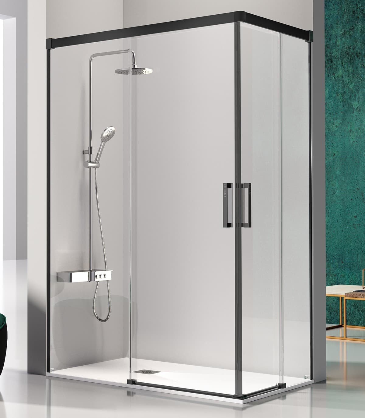 Mampara Angular KASSANDRA GLASÉ GS607 Negro Mate