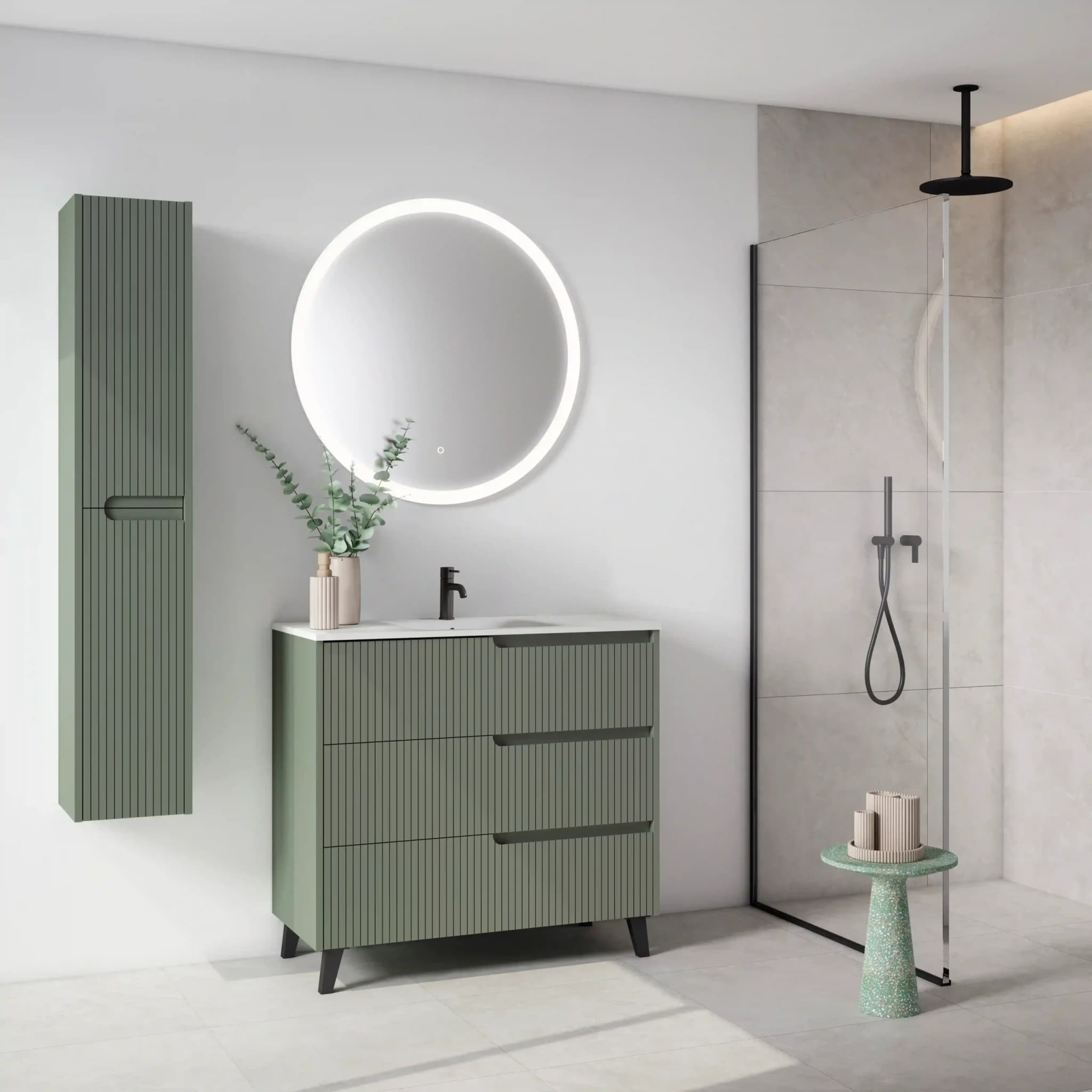Conjunto mueble de baño con patas de 3c serie Ezio(60, 80, 100 y 120)