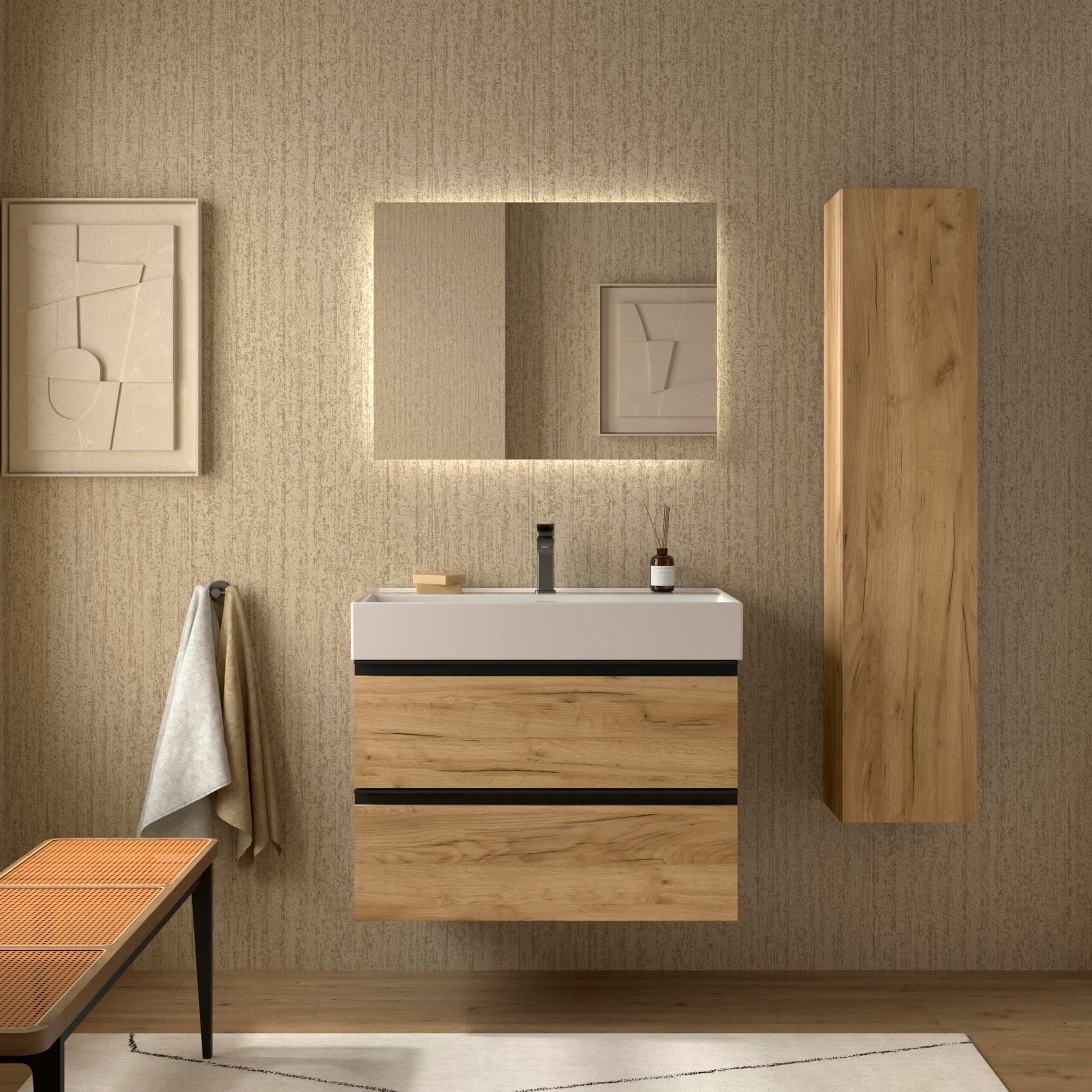 SALGAR BEQUIA METAL Mueble de baño suspendido 80-100 Lavabo Veneto