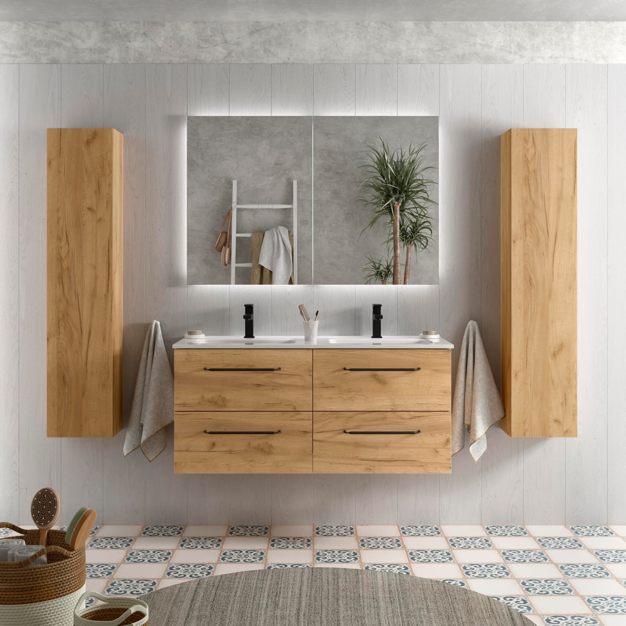 Mueble de baño suspendido MORAI de Salgar con encimera 120