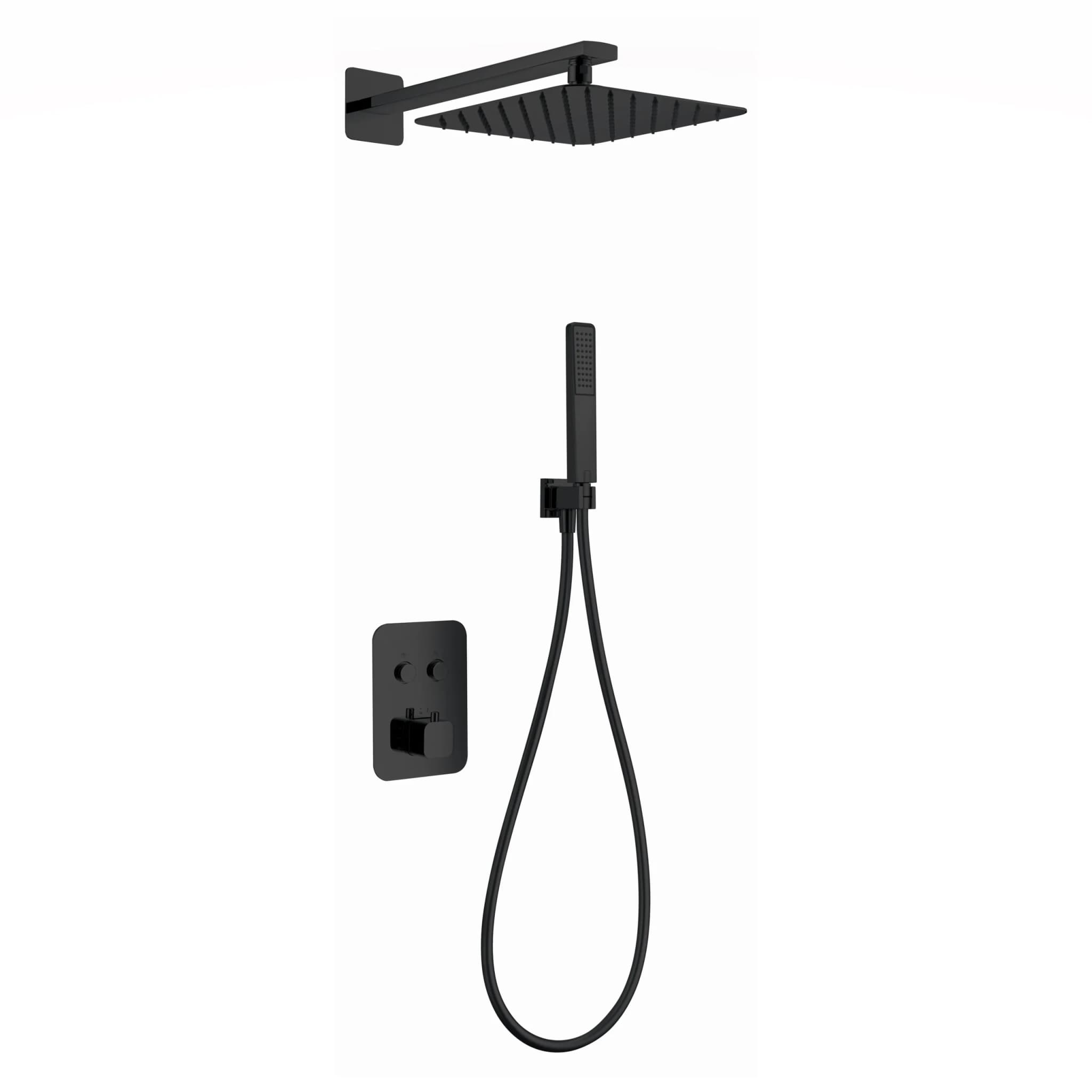 Empotrado  de ducha termostatico MADEIRA negro mate / GTM021/NG Roc. 20×20