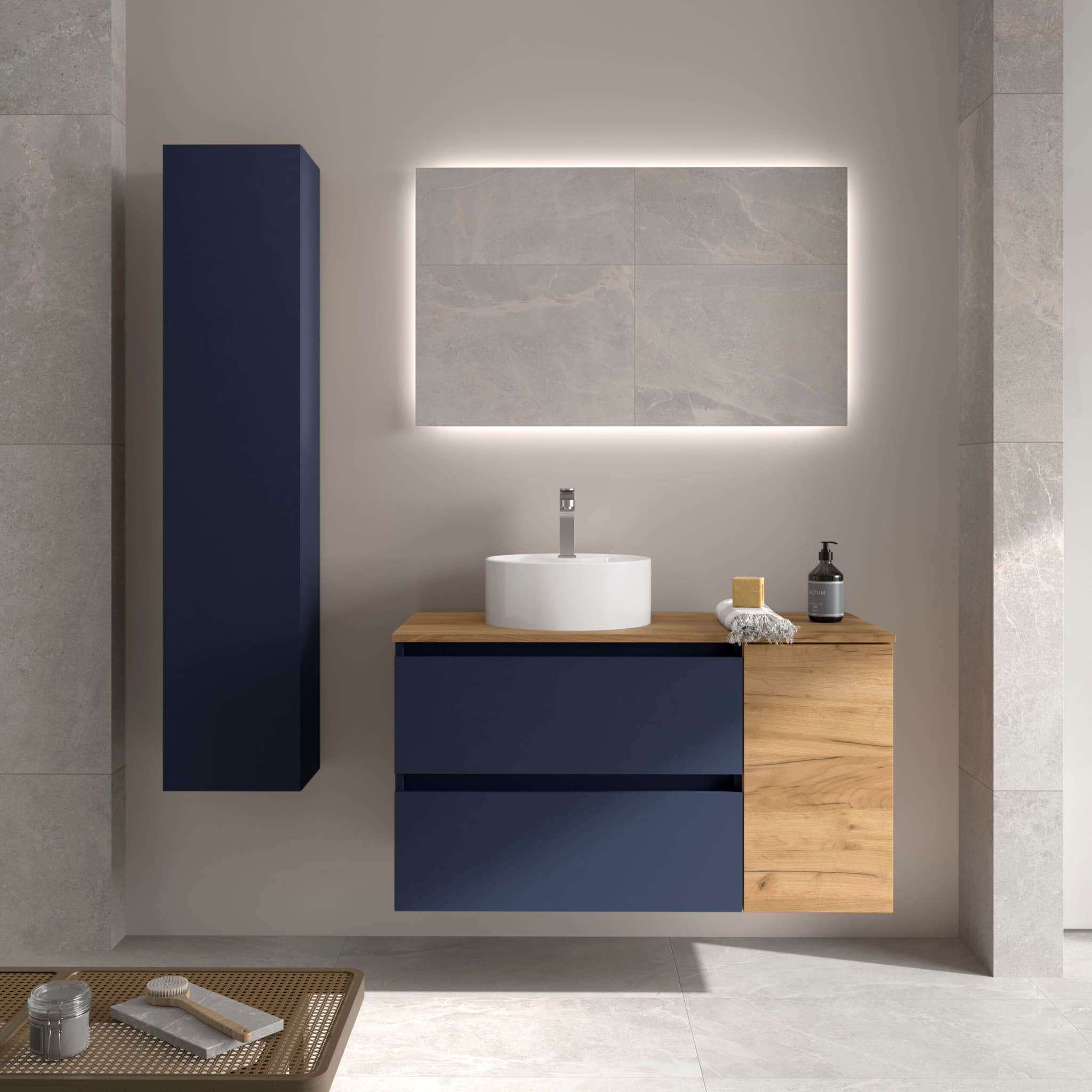 SALGAR BEQUIA Mueble de baño suspendido 90 + puerta Lavabo Lisboa