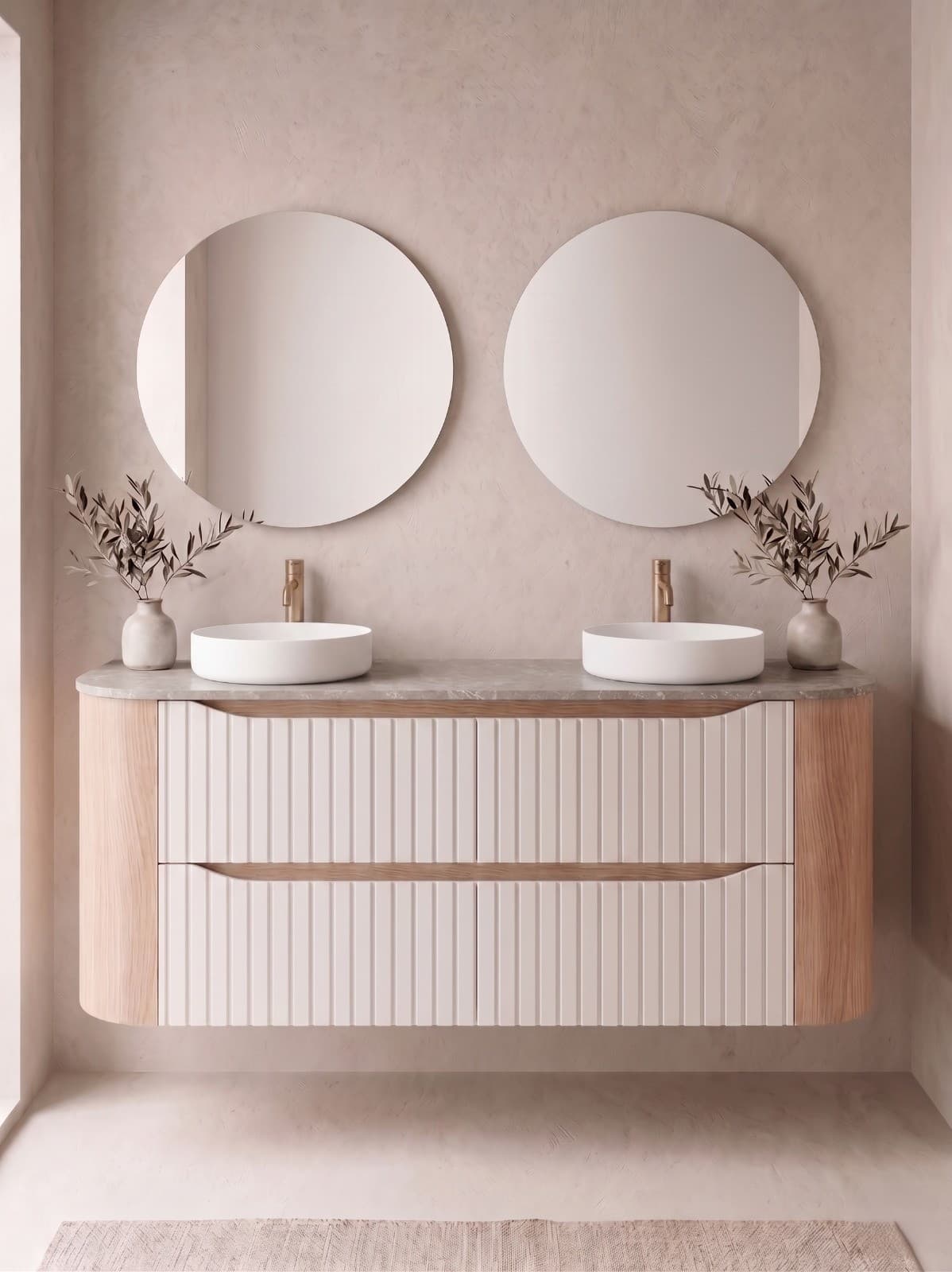Mueble baño suspendido Aura TOP 2 o 4 Cajones con curva 60-80-100-120-140-160-180-200-240