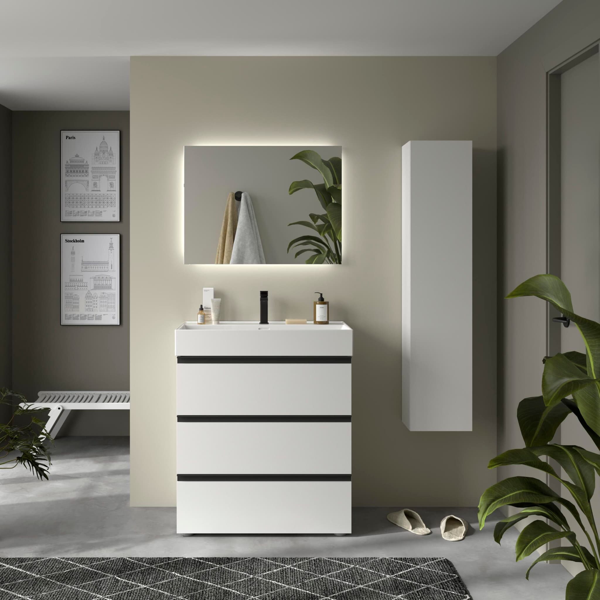 SALGAR BEQUIA METAL 3C Mueble de baño con patas 80-100-120 Lavabo Veneto