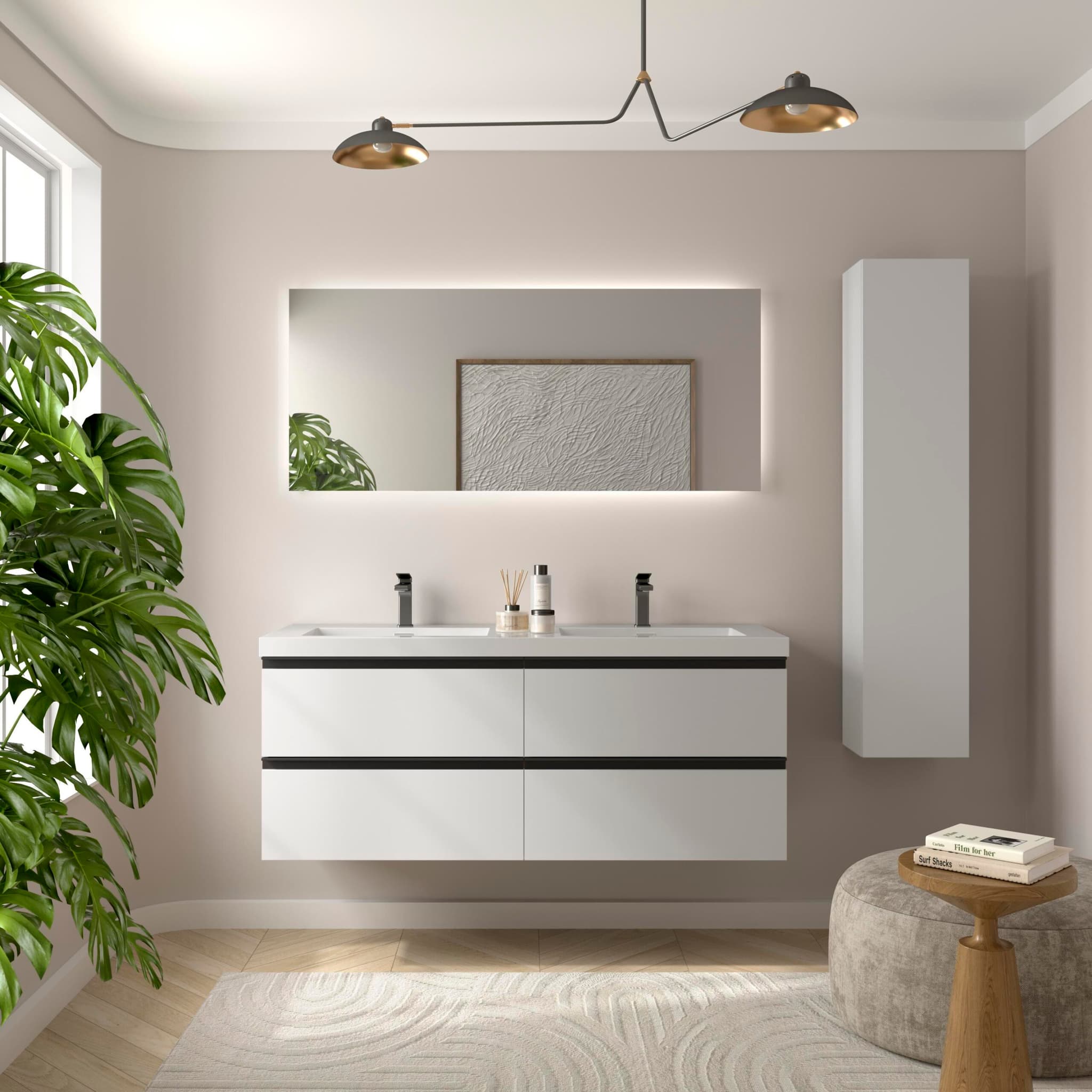 SALGAR BEQUIA METAL Mueble de baño suspendido 140 Lavabo Toscana.