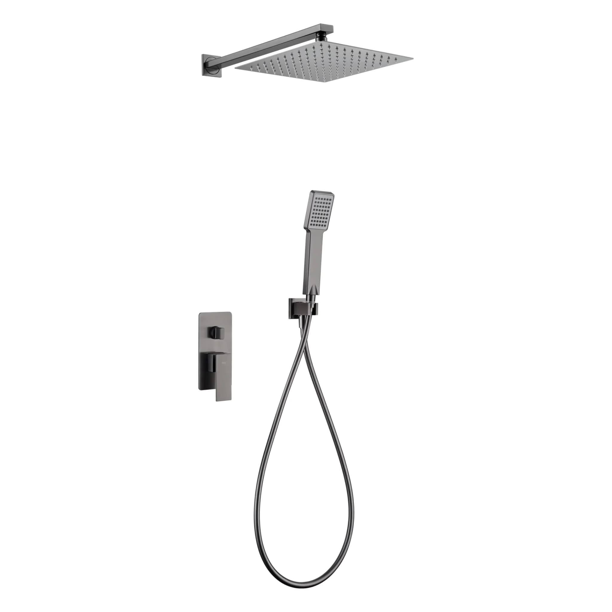 Conjunto de ducha empotrado monomando Pisa black gun metal / GPP048BGM Roc. 20×20