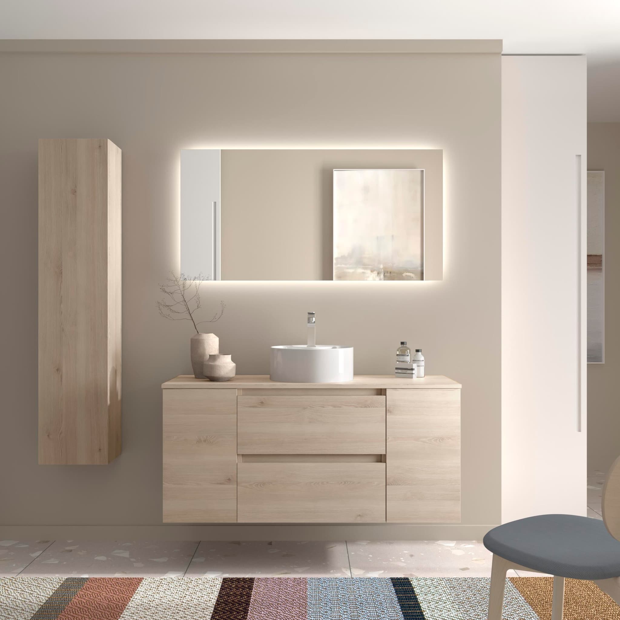SALGAR BEQUIA Mueble de baño suspendido 120+ puerta Lavabo Lisboa.