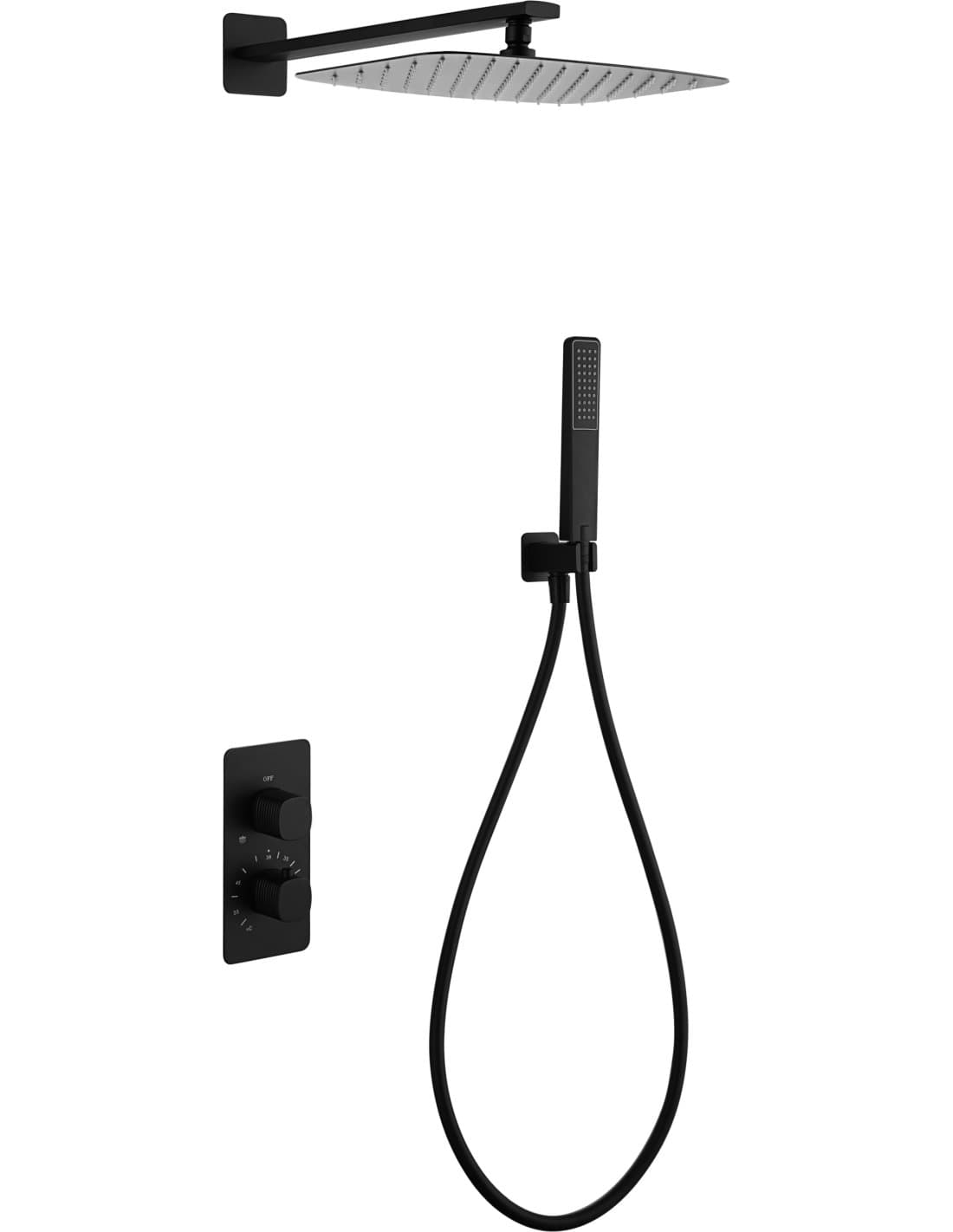 CONJUNTO DUCHA TERMOSTÁTICO EMPOTRADO FIRENZE NEGRO MATE GTF065/NG