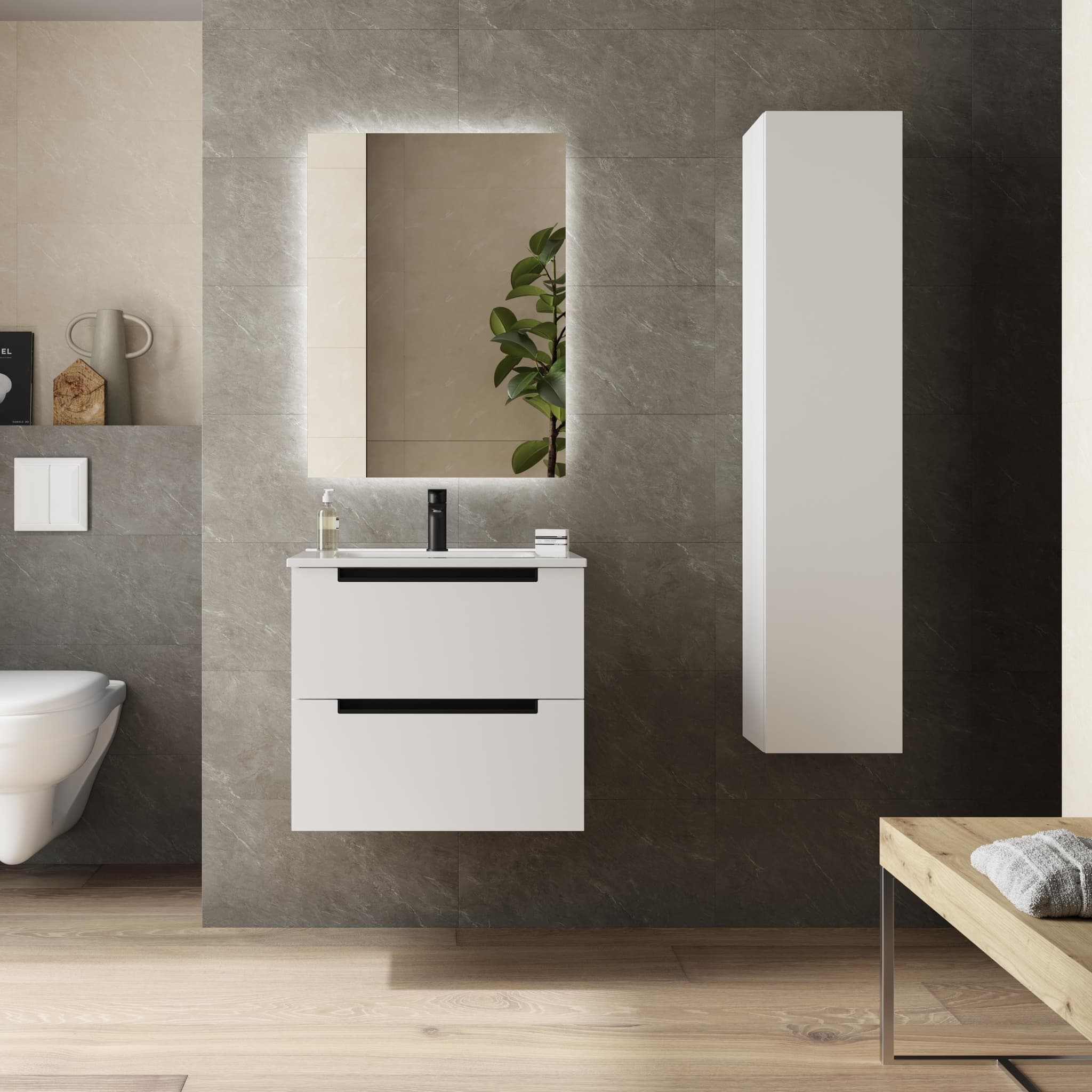 Mueble de baño Leni de Salgar suspendido con lavabo Constanza 60-70-80-100 cm