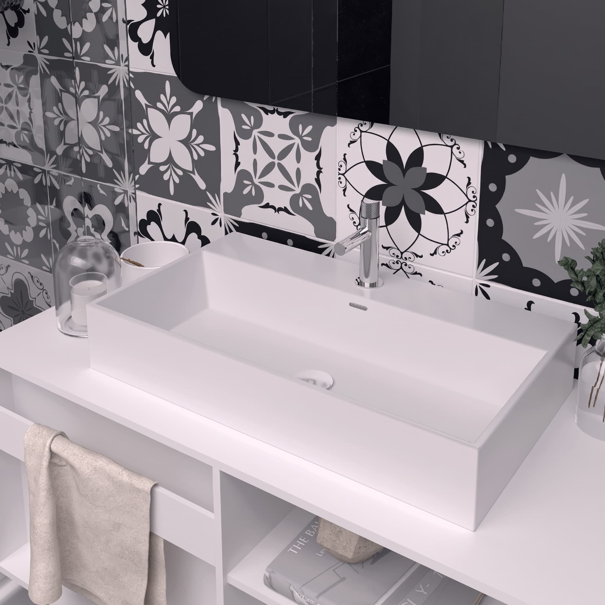 Lavabo Porcelana Gemini 75 Blanco Brillo Con Rebosadero 75x42 cm