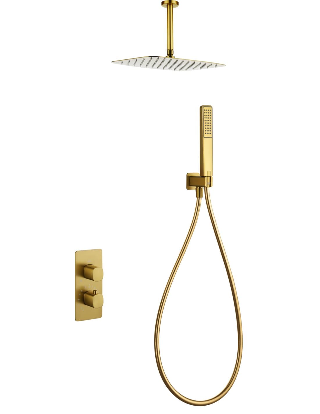 CONJUNTO DUCHA TERMOSTÁTICO EMPOTRADO AREZZO ORO CEPILLADO GTA068/OC