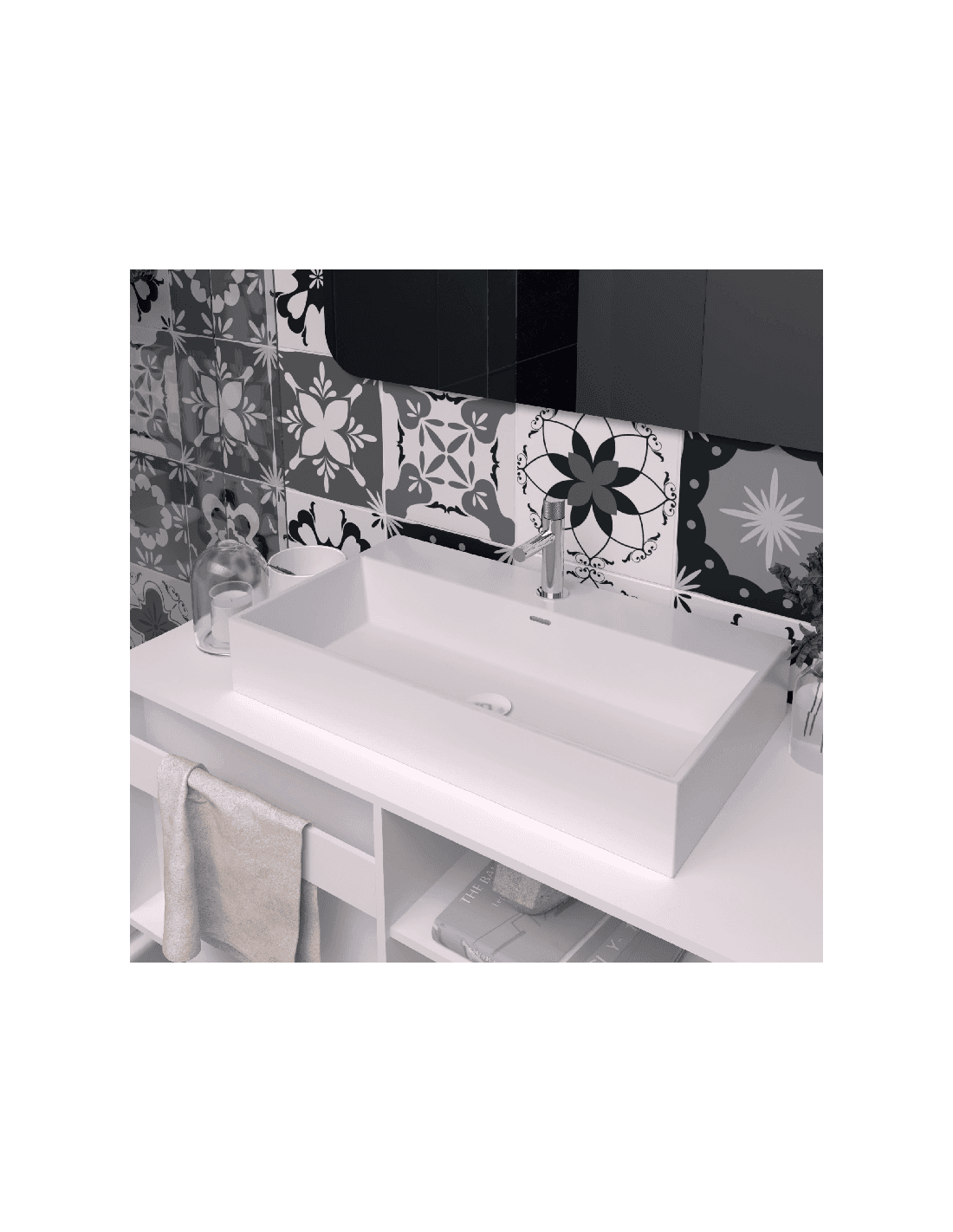 Lavabo Porcelana Gemini 75 Blanco Brillo Con Rebosadero 75x42 cm