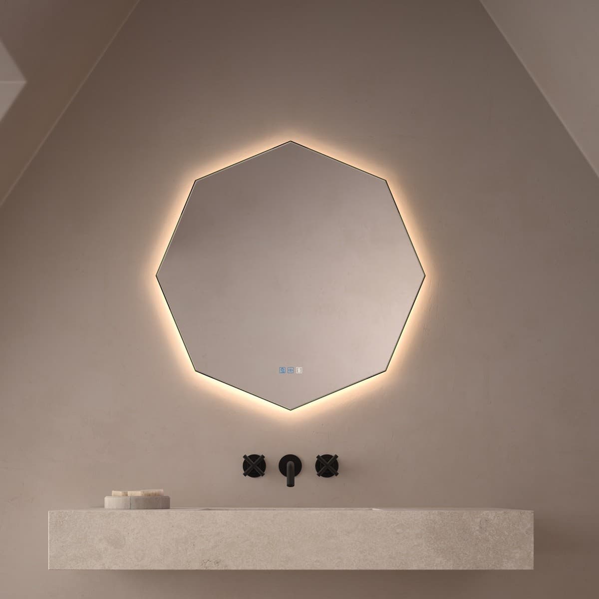 Espejo poligonal retroiluminado para baño Almourol