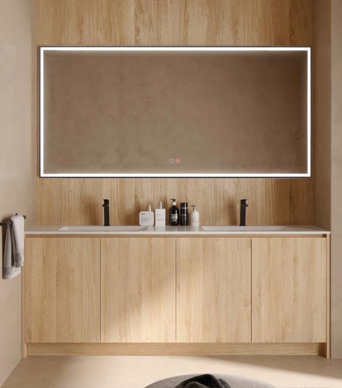 Espejo de baño con luz LED Suiza negro