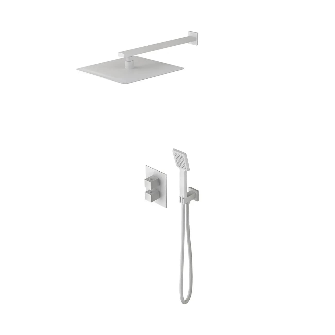 Empotrado de ducha termostatico CIES blanco mate / GPC009/BL Roc. 20×20