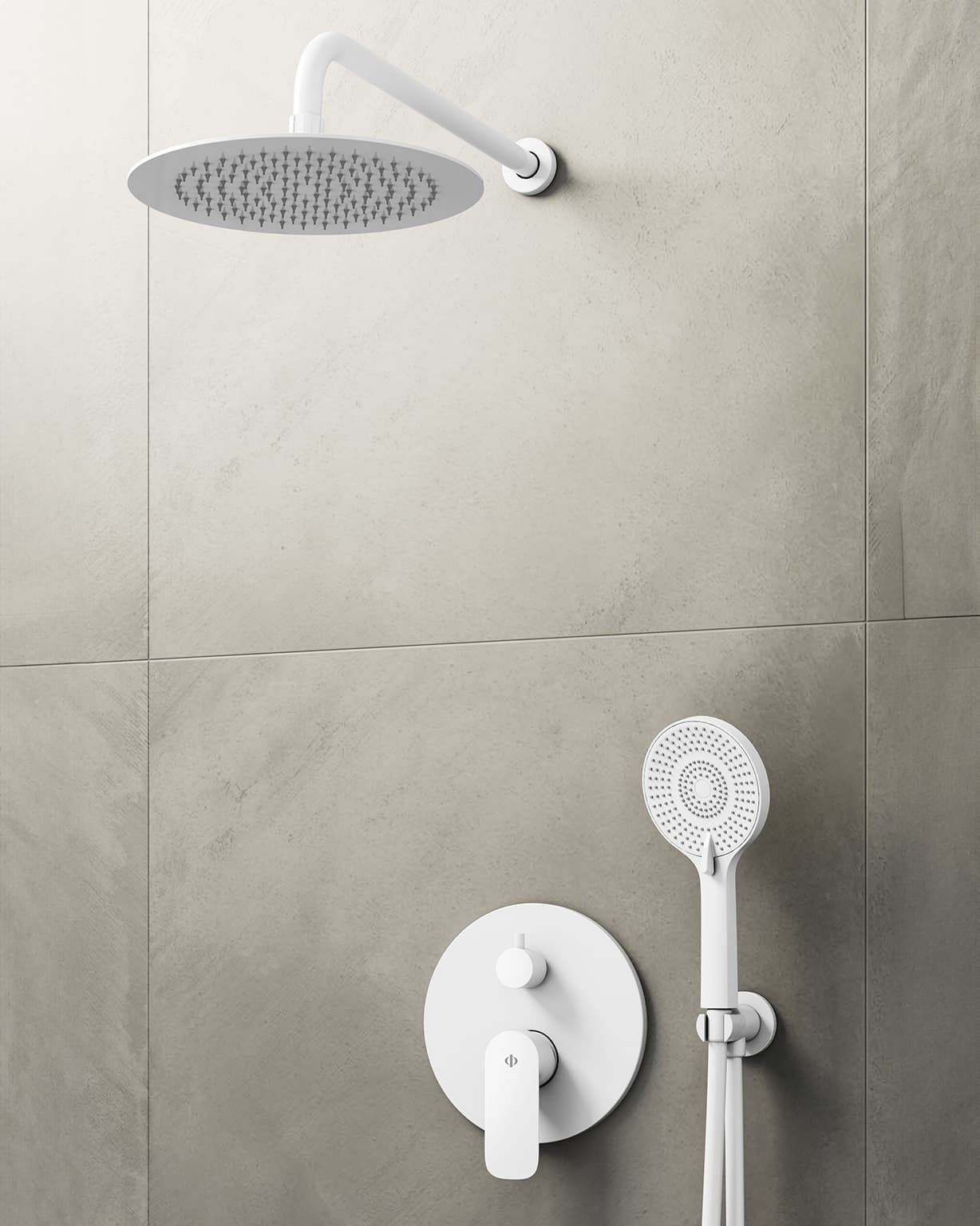 Conjunto de ducha empotrado monomando Cassio blanco con rociador de pared C3086CSBL-P