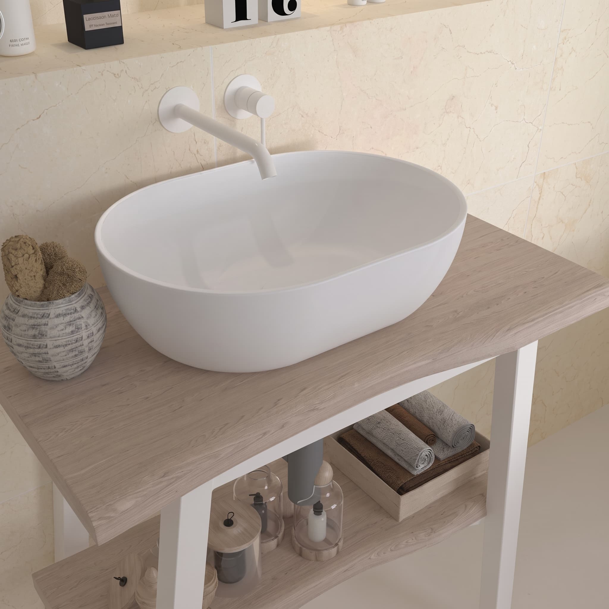 Lavabo sobre encimera 47.5x34x15 Solid Surface Monaco