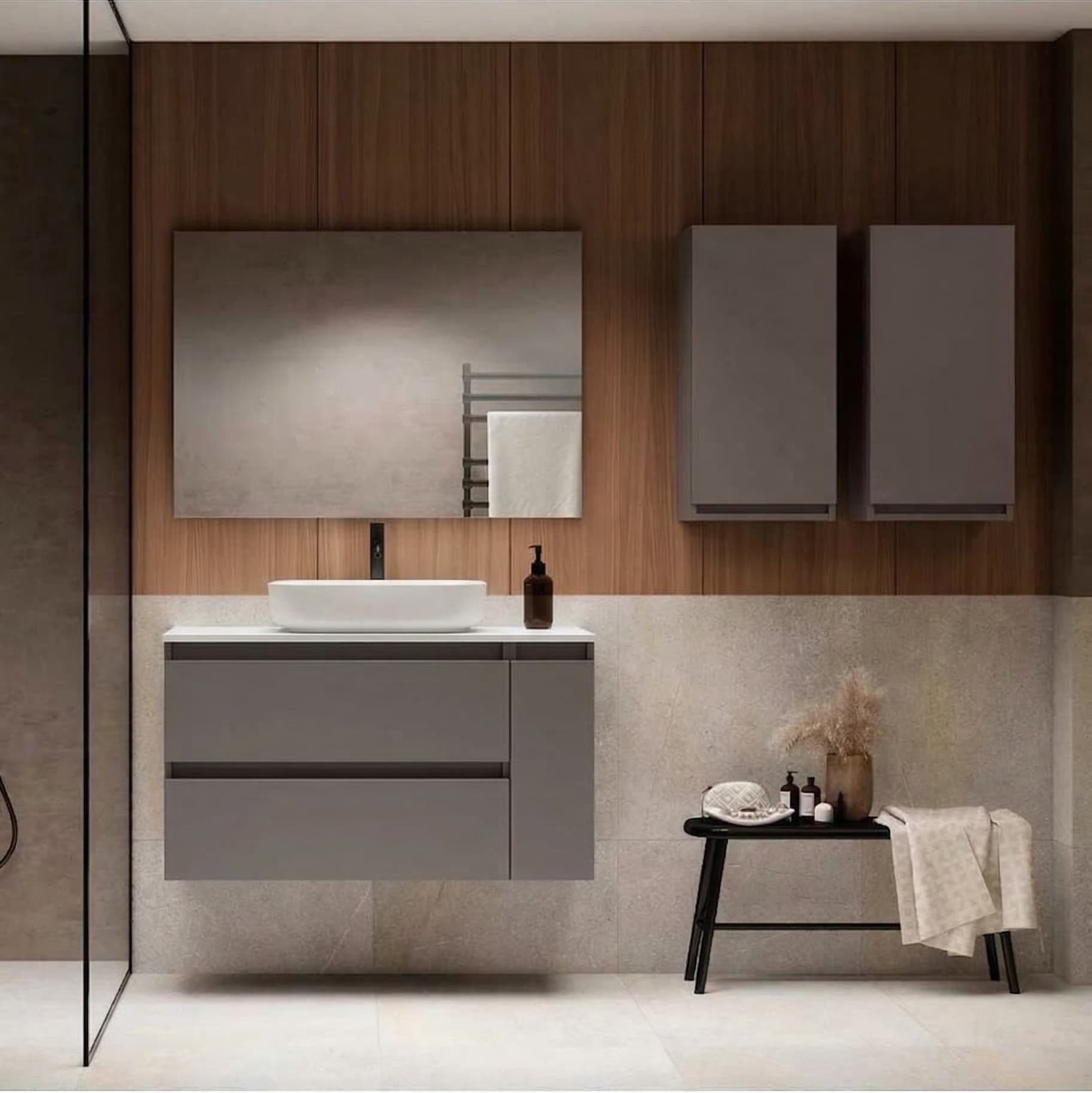 Mueble de baño suspendido Box 2C+1P TOP Lacado de Visobath