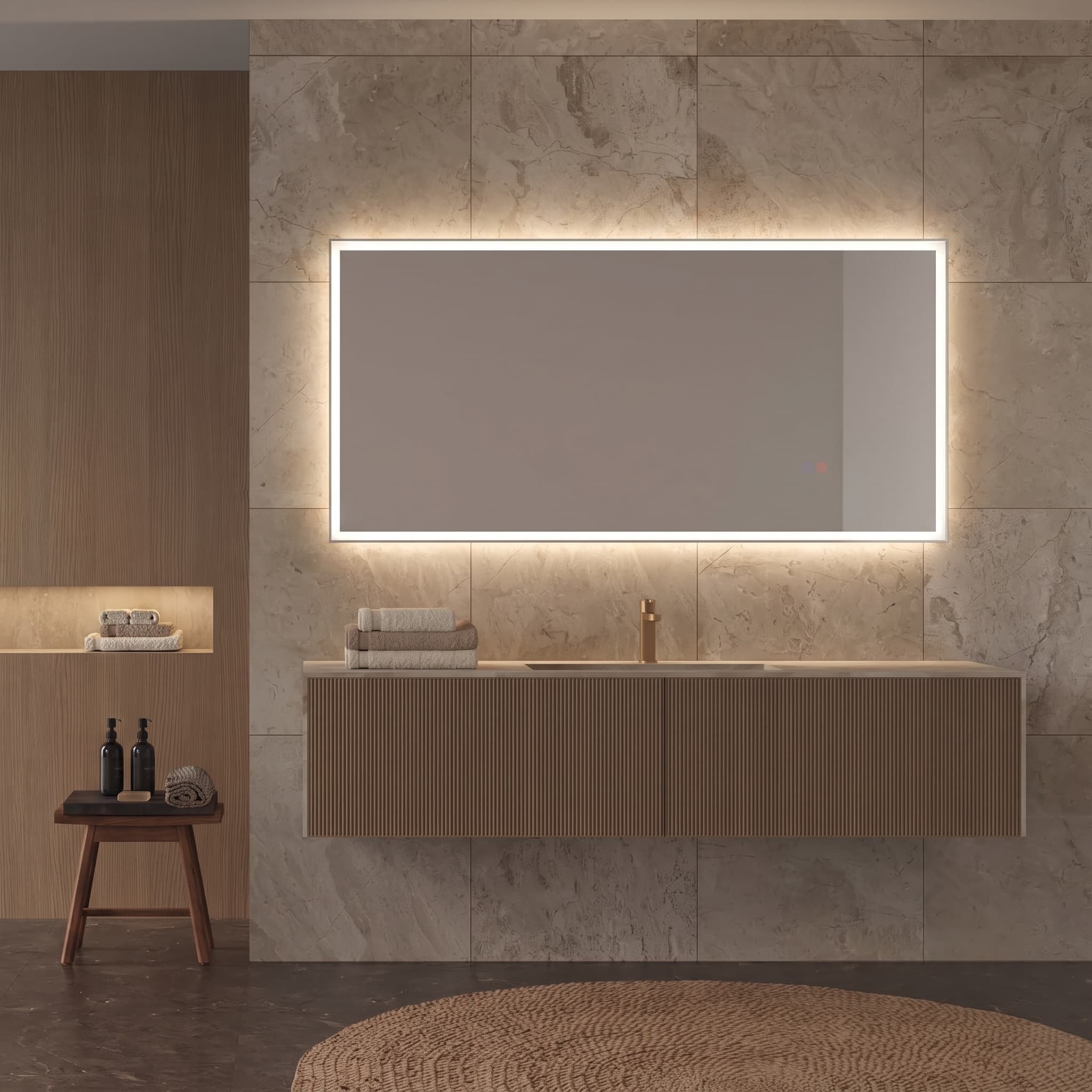 Espejo de baño con luz LED California Ledimex ( Negro, black gun metal, oro cepillado )