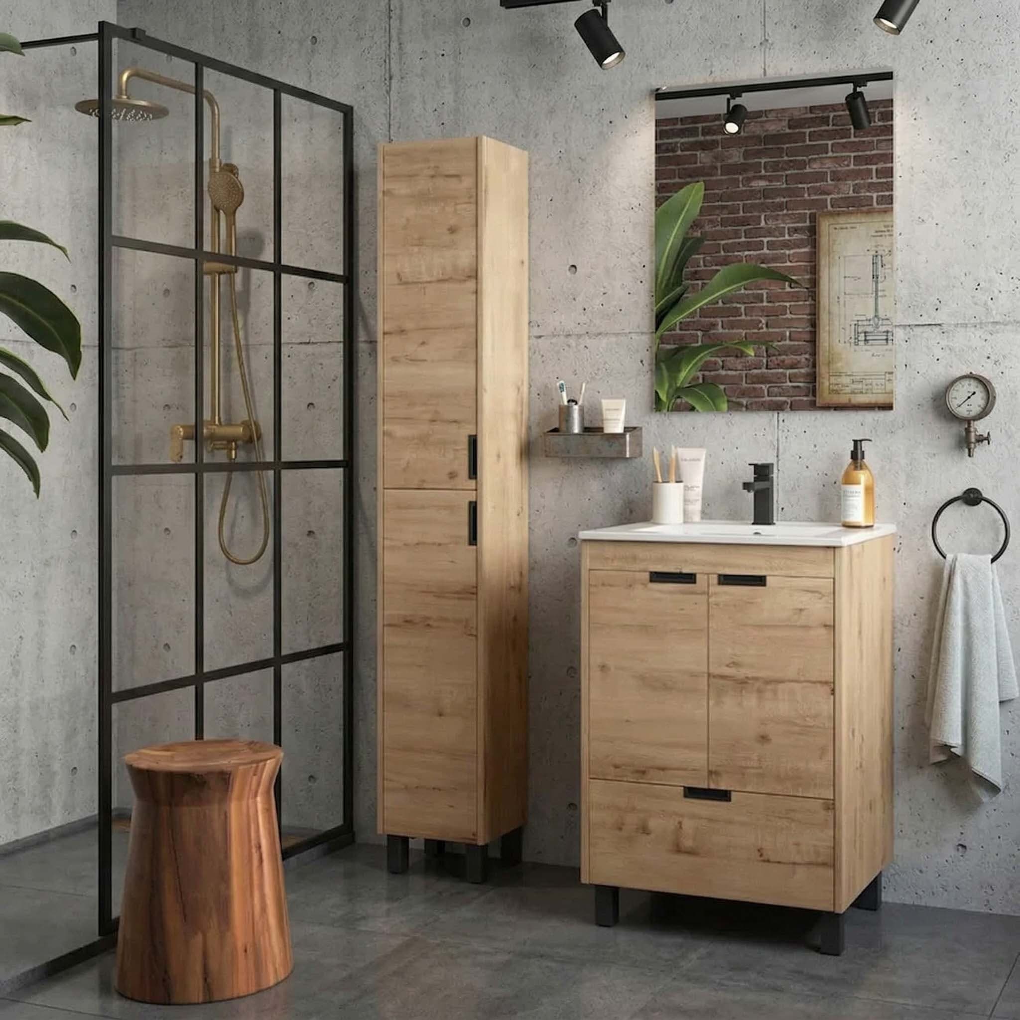 Mueble de baño Contessa de Salgar con patas y lavabo 60 cm roble