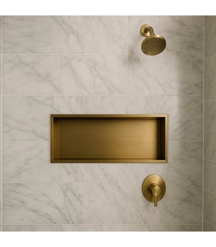 Hornacina para baño rectangular Oro cepillado Pacific HOR002/OC