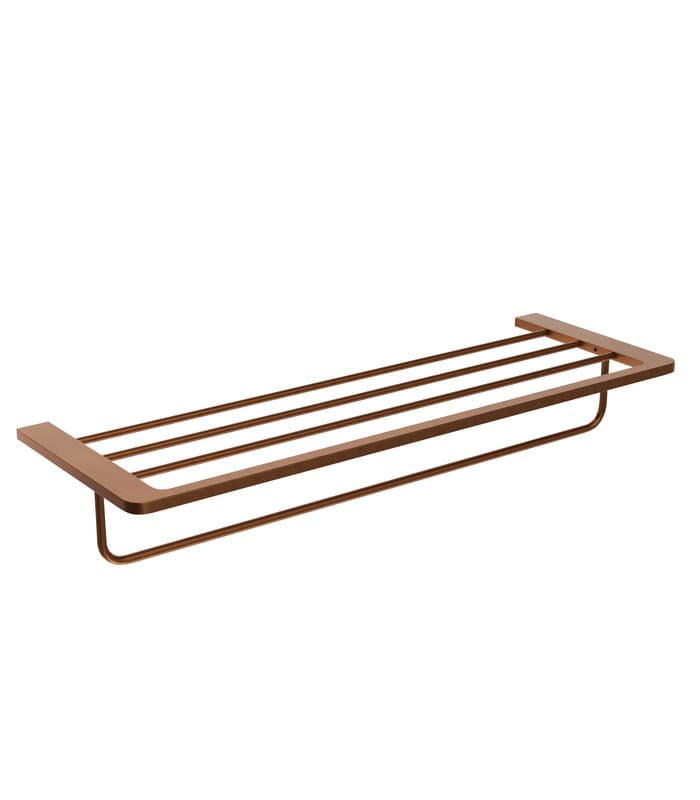 Toallero doble con repisa de baño oro rosa cepillado Nova de Medimex CAN007-05/ORC