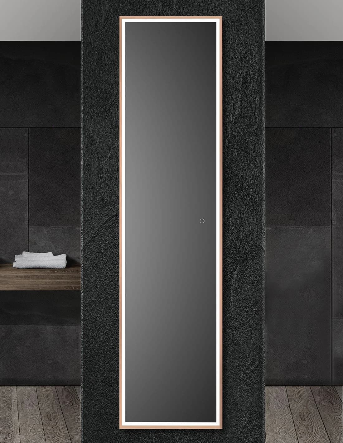 Espejo de baño con luz LED New York reversible Oro rosa Ledimex