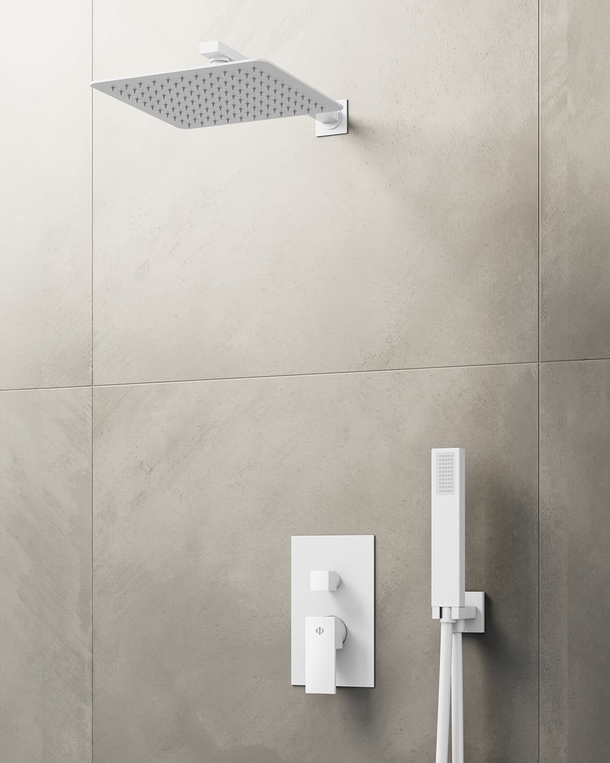 Conjunto de ducha empotrado monomando Orion blanco con rociador de pared C3088BL-P