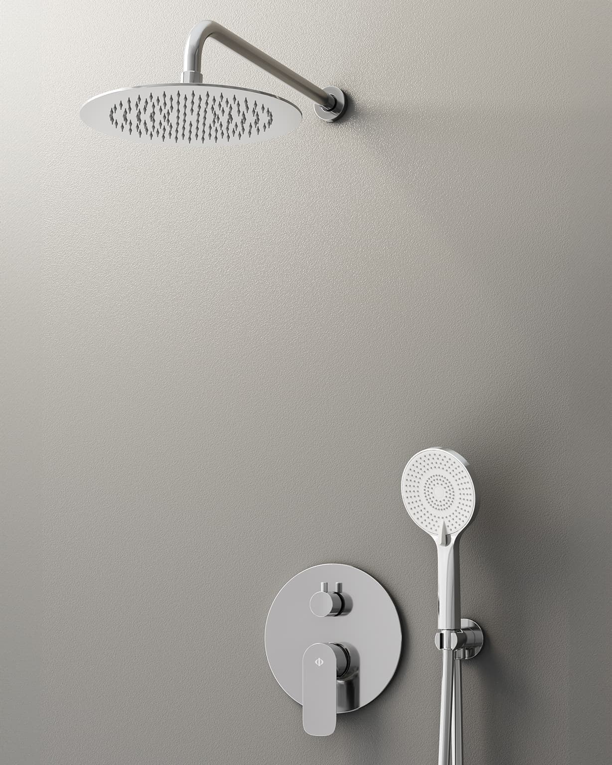 Conjunto de ducha empotrado monomando Cassio cromo con rociador de pared C3086CS-P