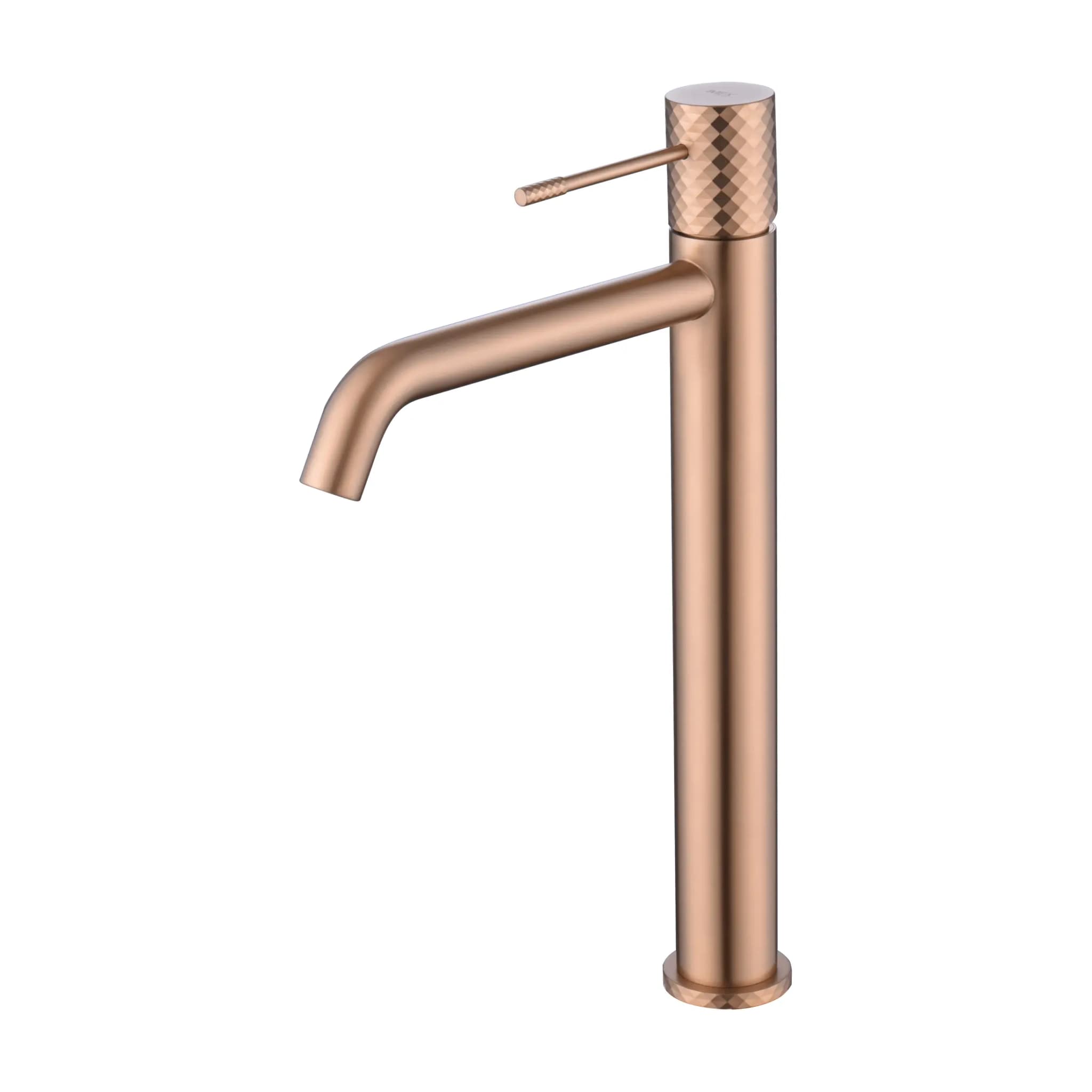 Monomando lavabo caño alto GENOVA oro rosa cepillado / BDG053-3/ORC
