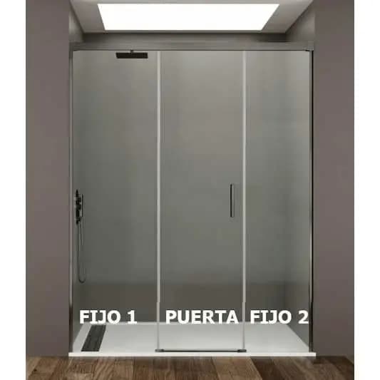 Mampara frontal 2 fijos con puerta corredera BASIC de GME titanio