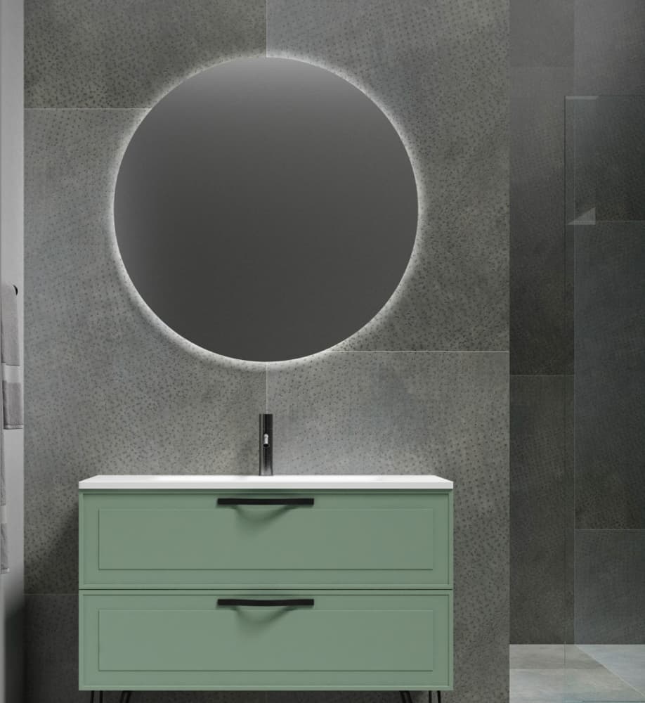 Espejo de baño con luz LED Circle retro touch con antivaho