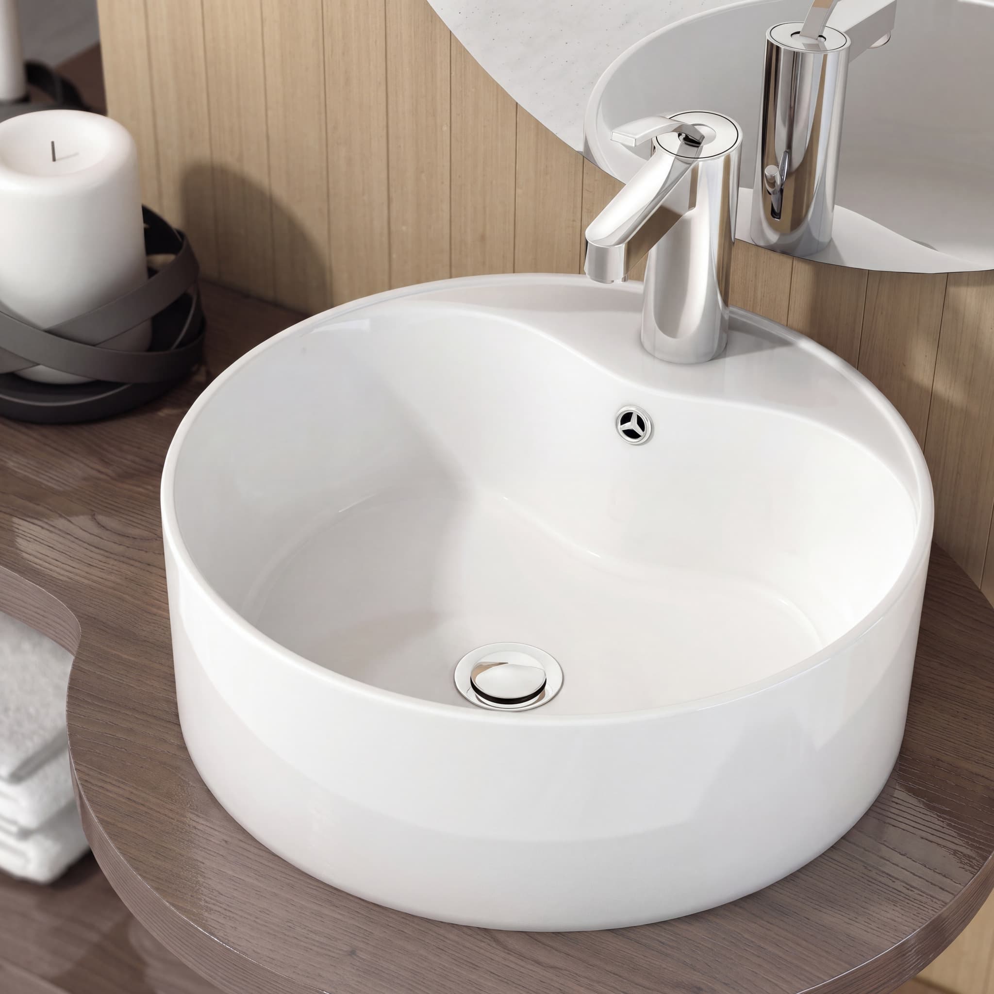 Lavabo Porcelana Round Mini Blanco Brillo Con Rebosadero Ø41