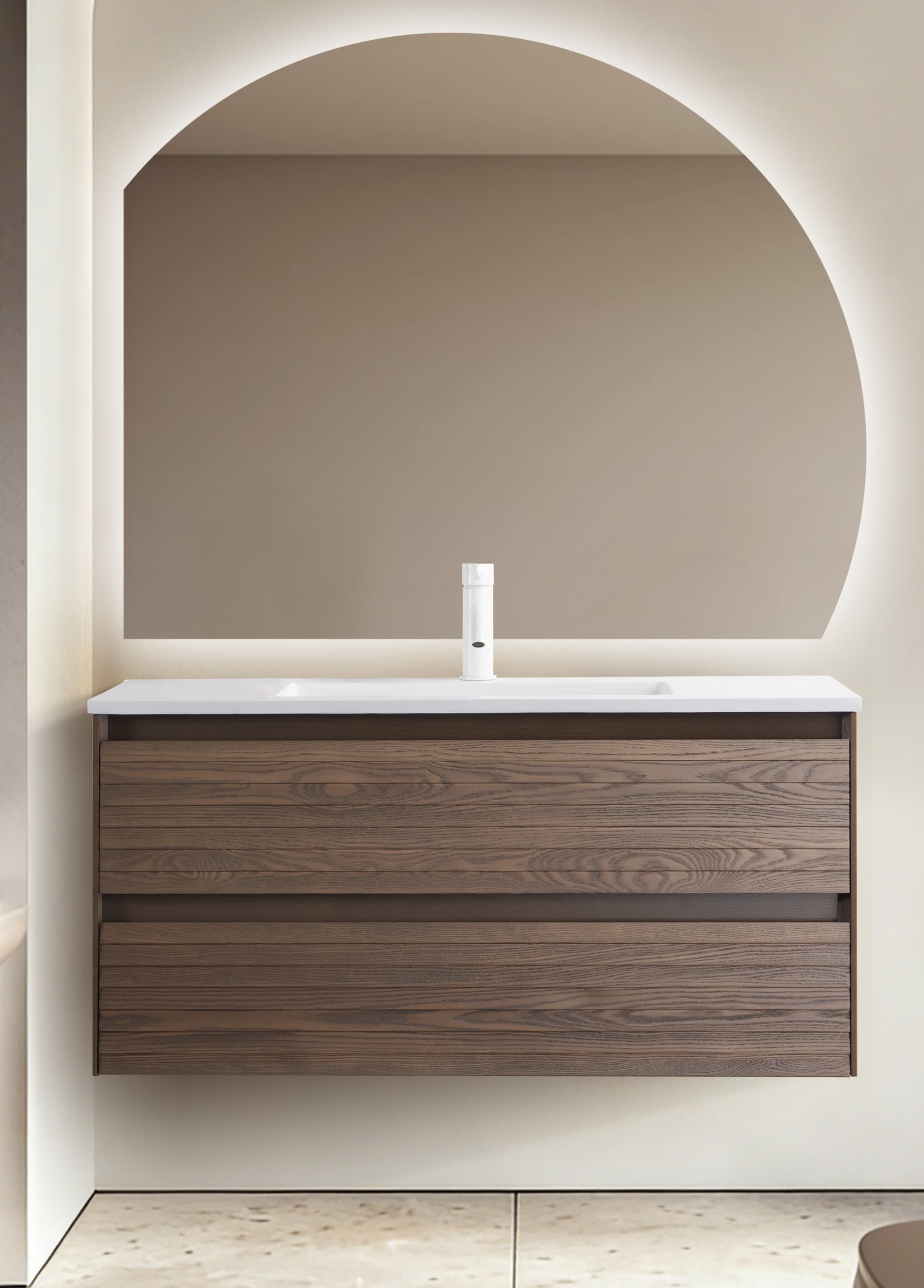 Mueble de baño Savoy 100 cm suspendido Armobany, lavabo y espejo LED