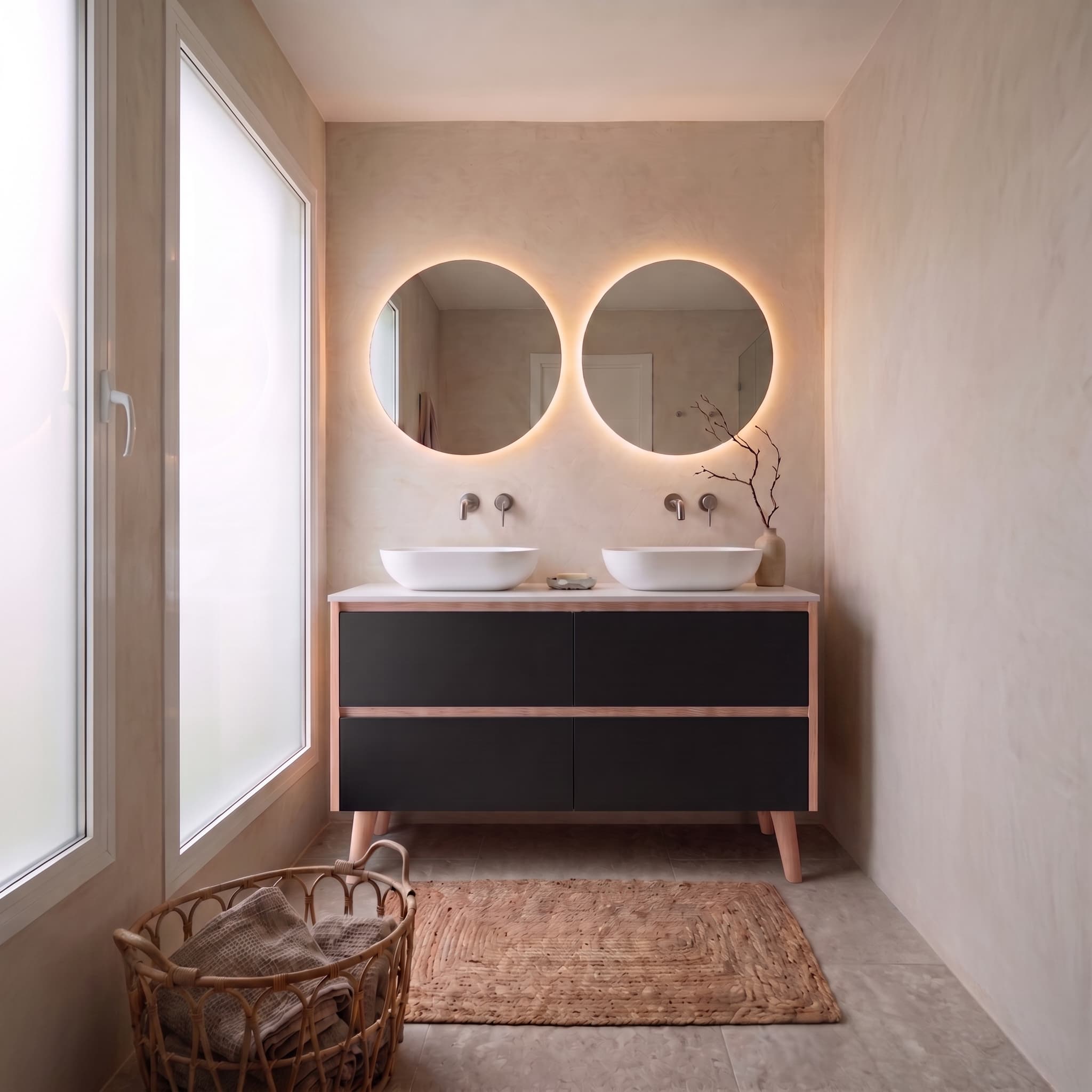 Mueble baño suspendido Aura TOP 2 o 4 Cajones con patas 60-80-100-120-140-160-180-200-240