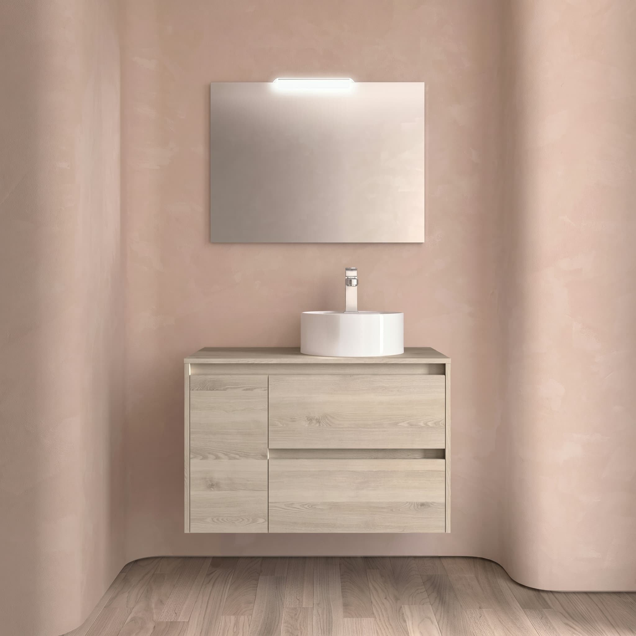 Mueble baño suspendido Noja 2C + 1P de Salgar 90 TOP